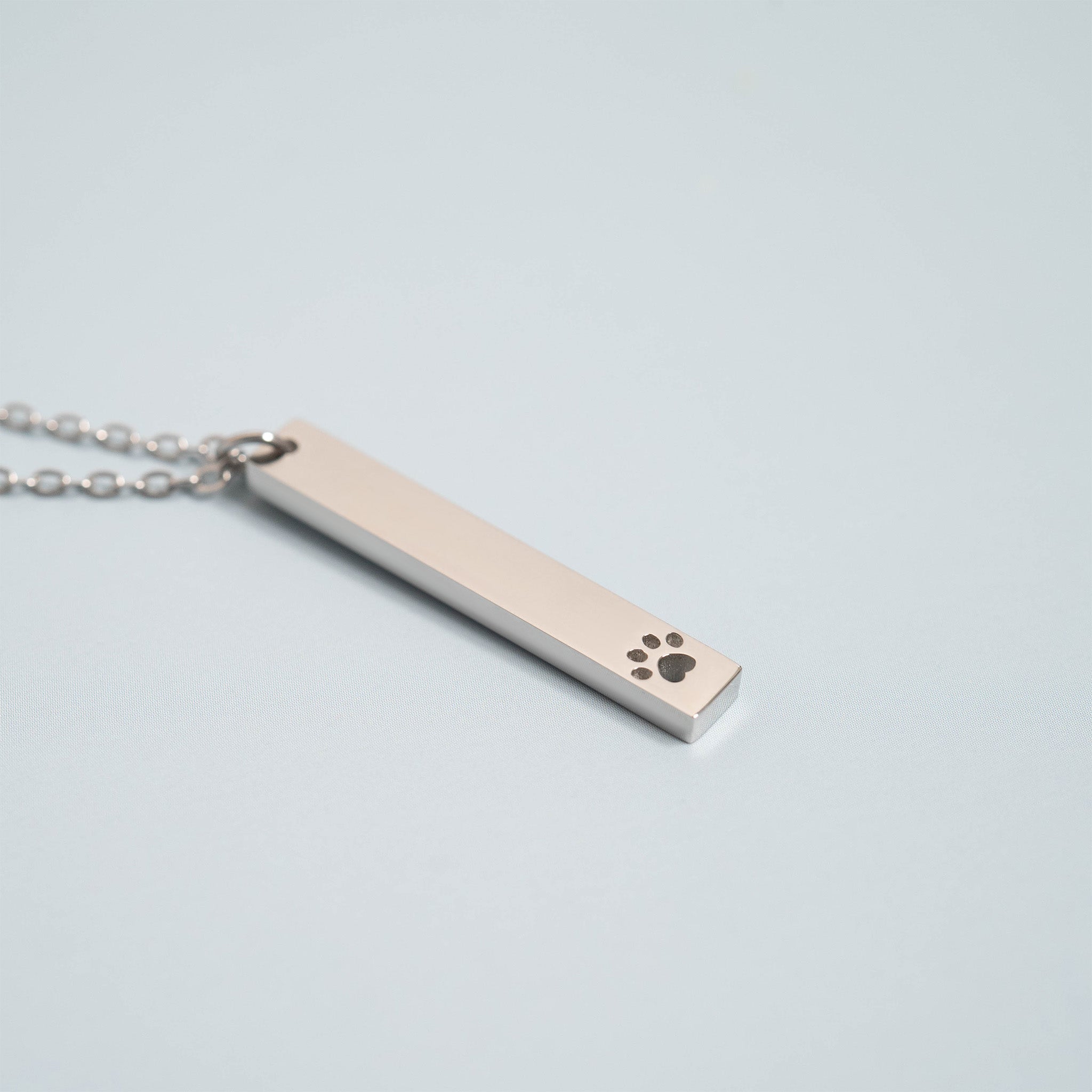 18K Gold PVD Stainless Steel Paw Print Cutout Vertical Blank Bar Necklace / SBB0300、mySite、dreamappss