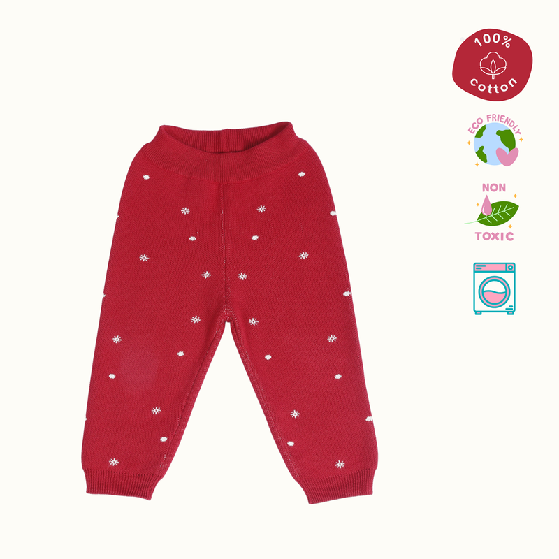 Cotton Jacquard Sweater & Lower Set | Penguine Printed | Navy Blue & Red |Set of 2、mySite、camillekostekn