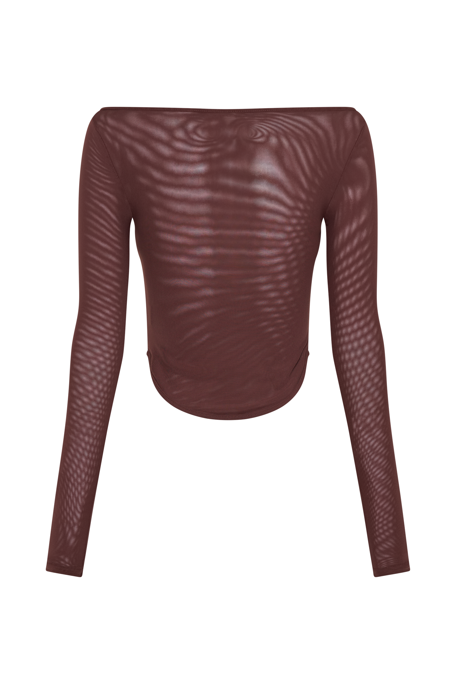 Colette Boat Neck Mesh Top - Mahogany、mySite、solidvoid