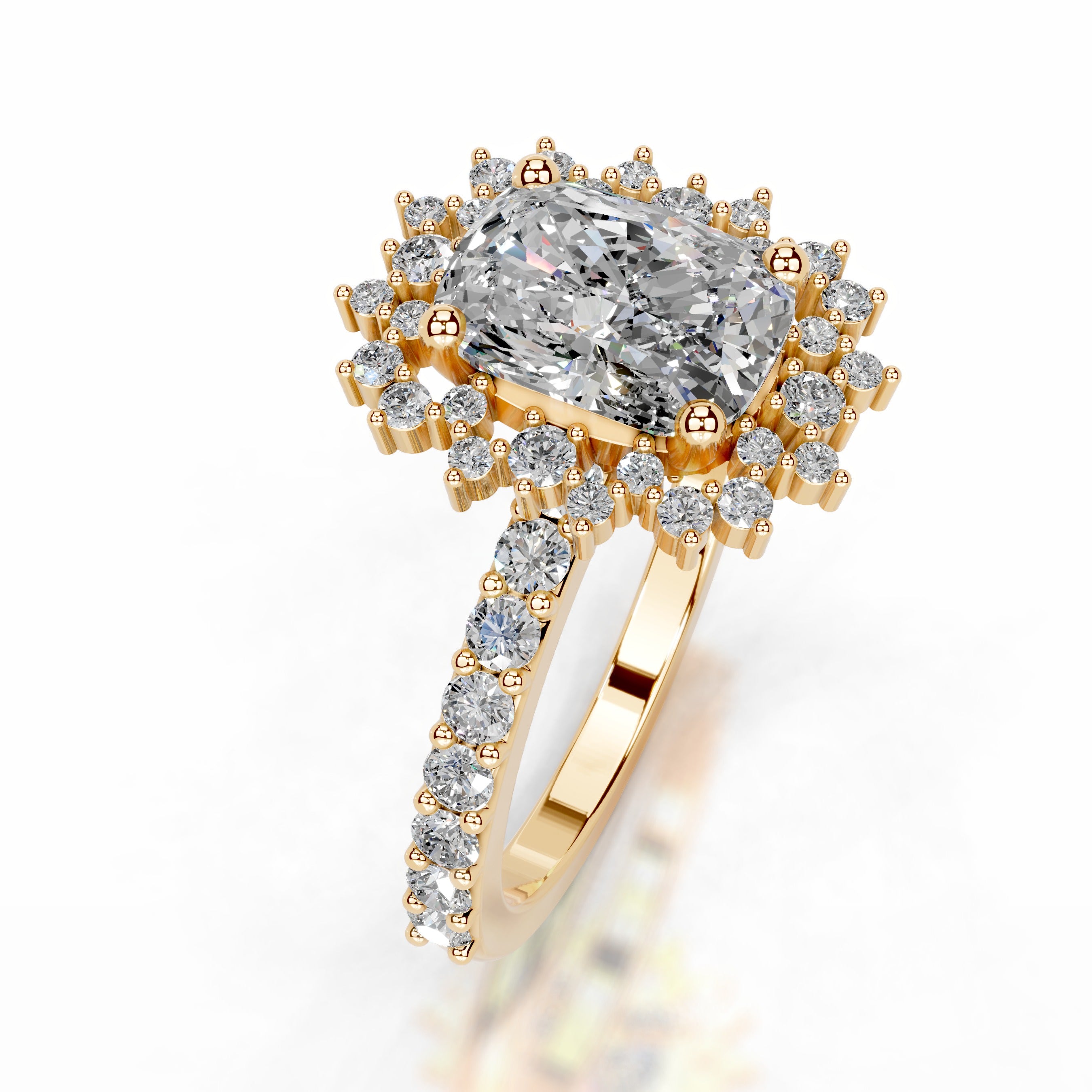 Bodil Moissanite & Diamond Ring - 18K Yellow Gold、mySite、hinf8tx79