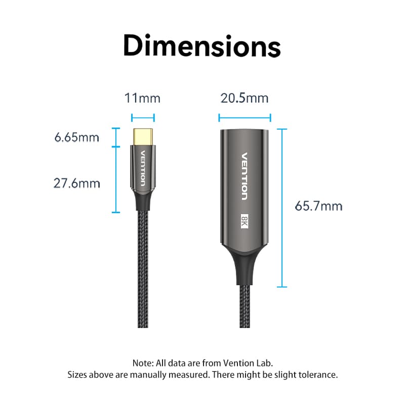 Vention Cotton Braided USB-C to DP 8K Converter 0.25M Black Zinc Alloy Type、mySite、fannypackpong