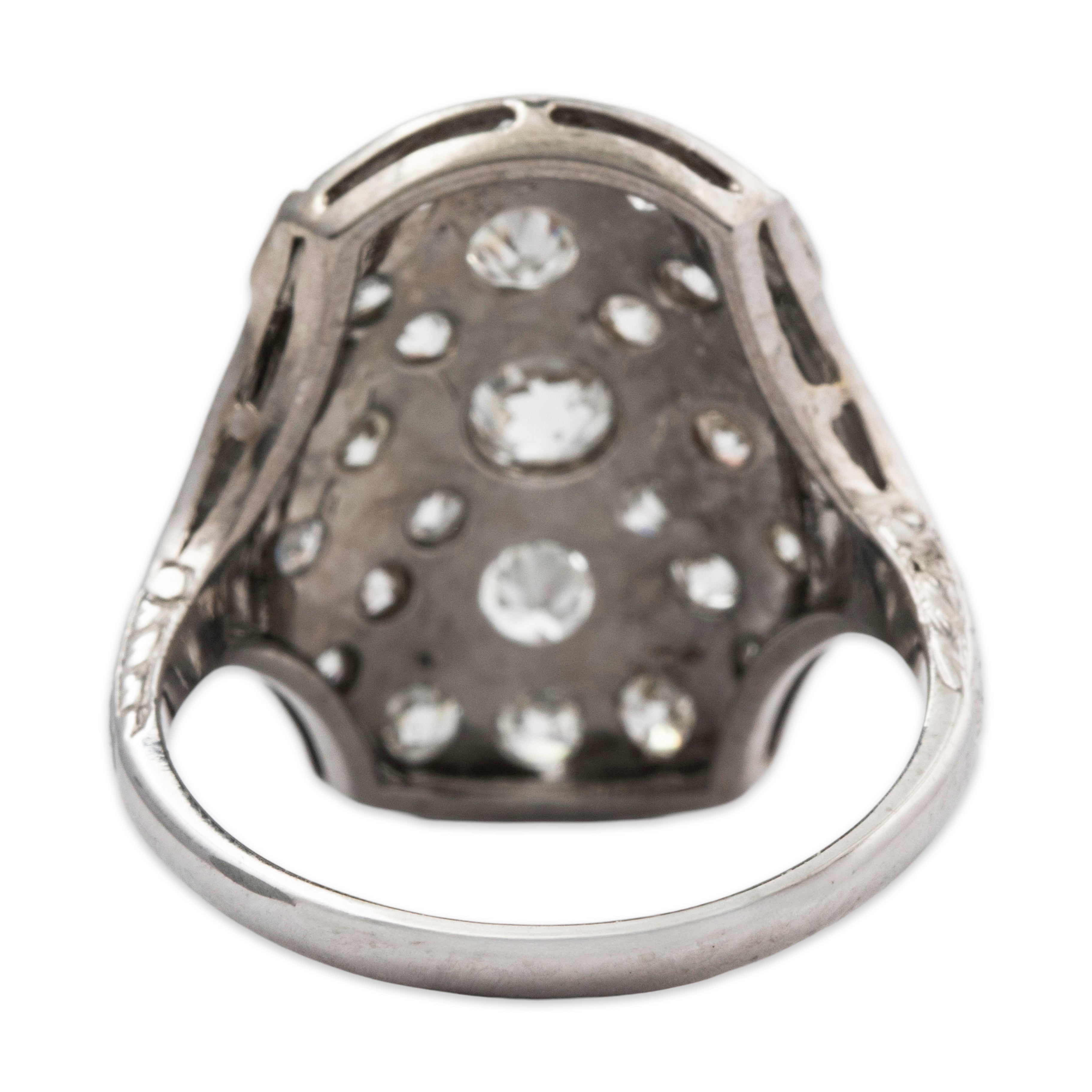 Antique Art Deco 14k White Gold 1ct Old Mine Diamond Intersecting Shield Ring 6、mySite、hinf8tx79