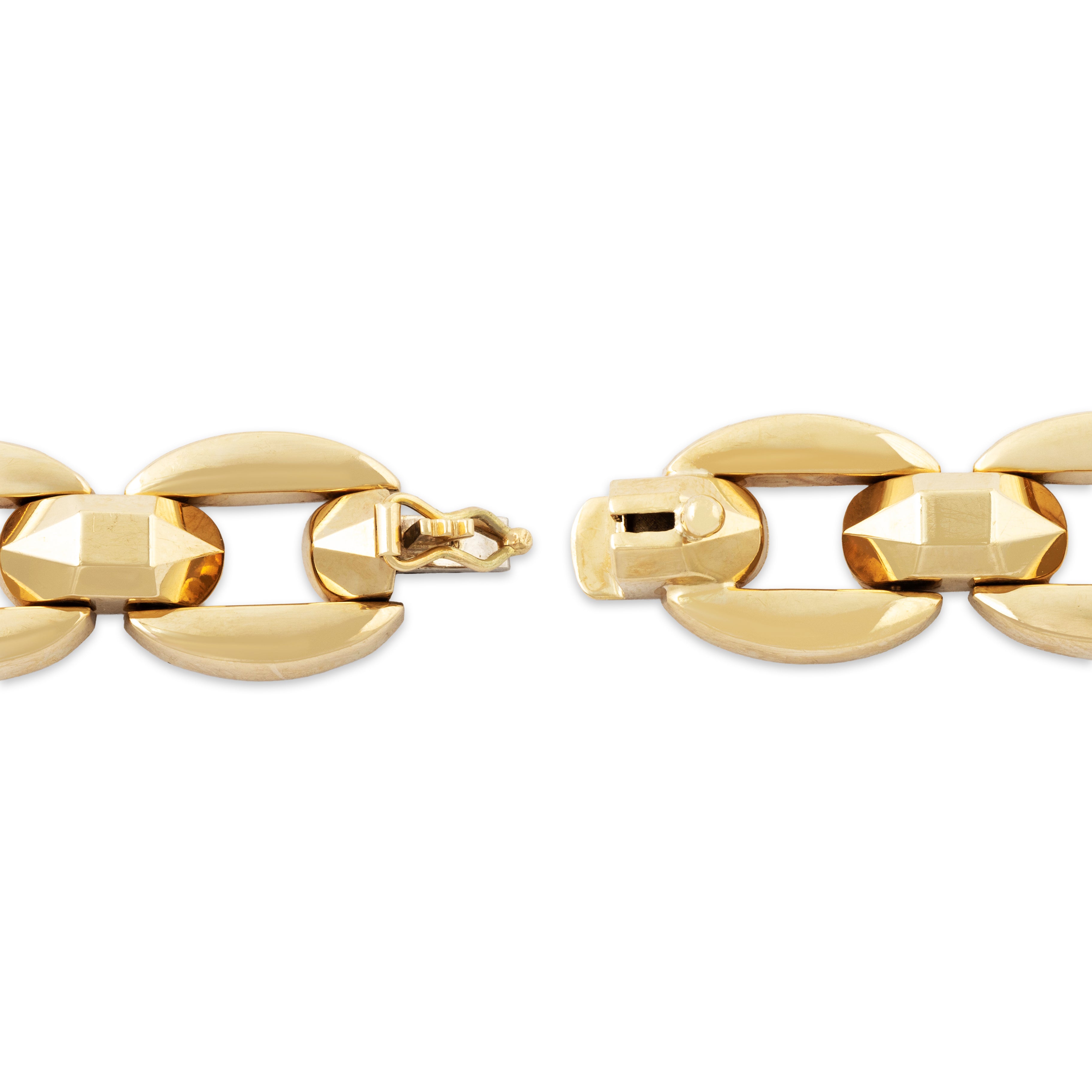 Vintage Heavy Italian 14k Yellow Gold Geometric Link Bold Bracelet 7、mySite、hinf8tx79