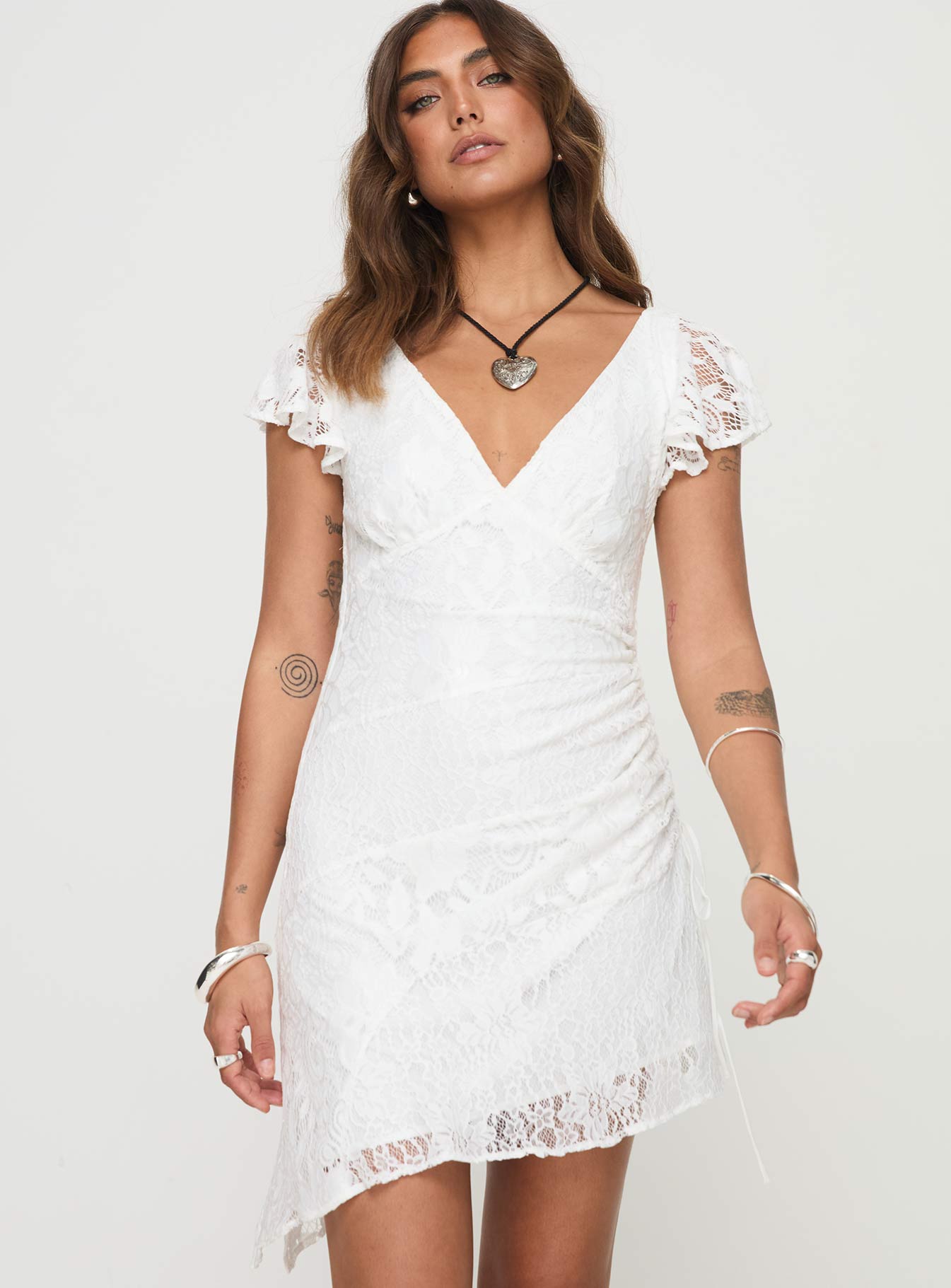 Ramallo Lace Mini Dress White、mySite、solidvoid