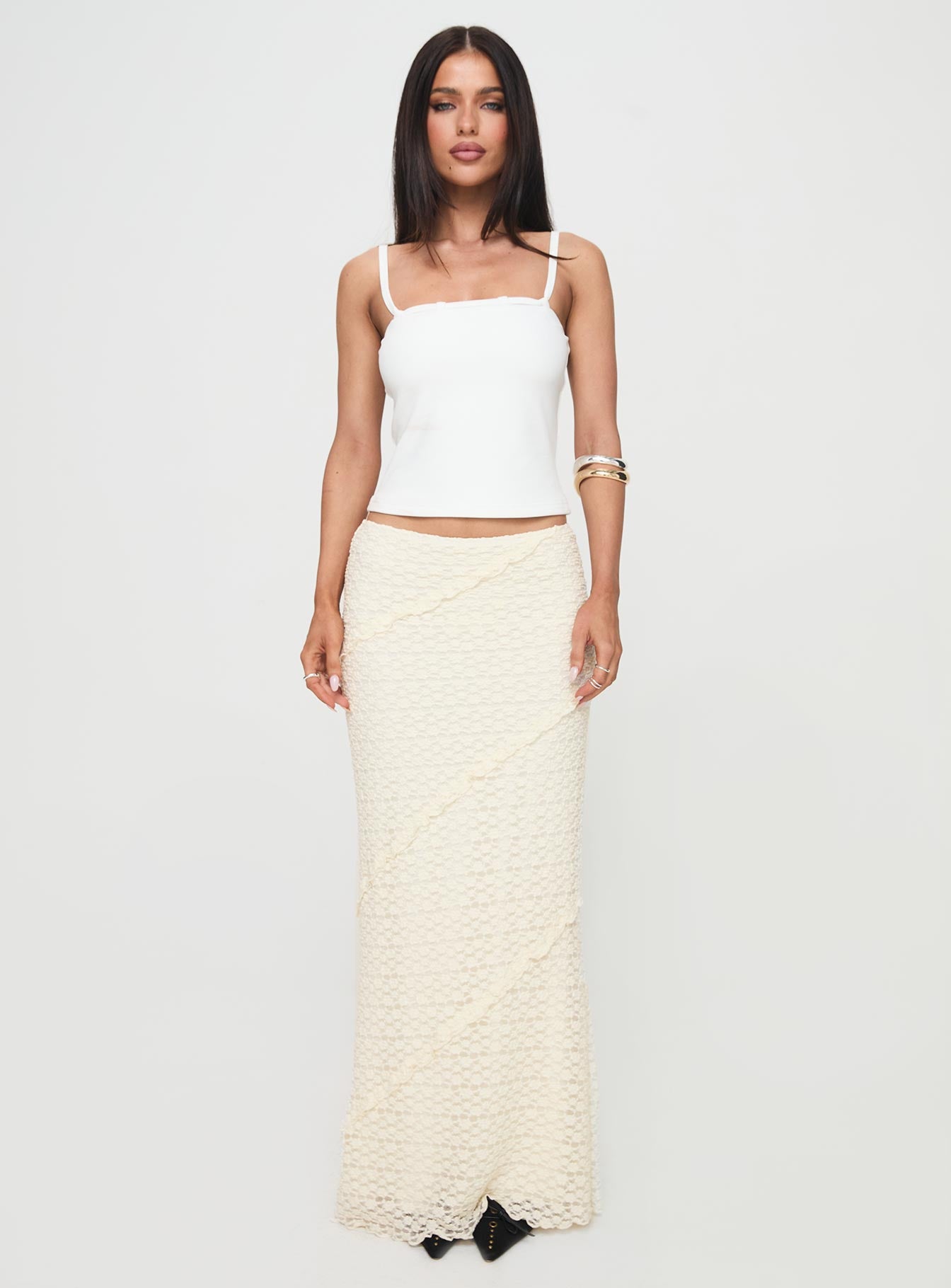 Incandescent Maxi Skirt Cream、mySite、solidvoid