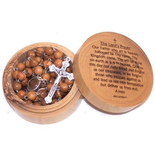  Olive wood Rosary with Earth from the Holy Land with Lord`s prayer box ( box ...、mySite、elrpsem3k