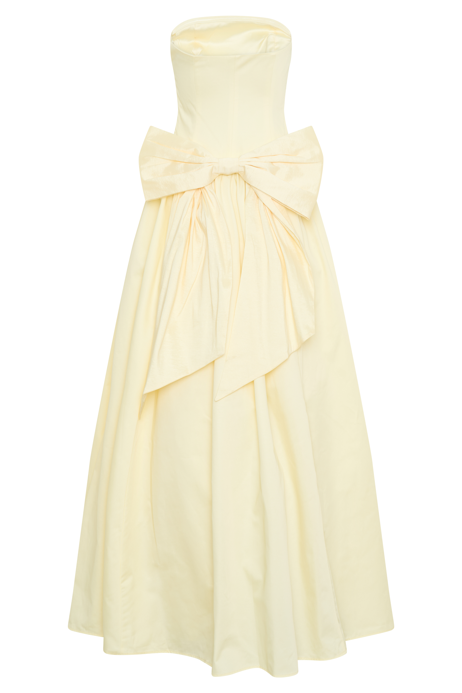 Frances Strapless Bow Maxi Dress - Lemon、mySite、solidvoid