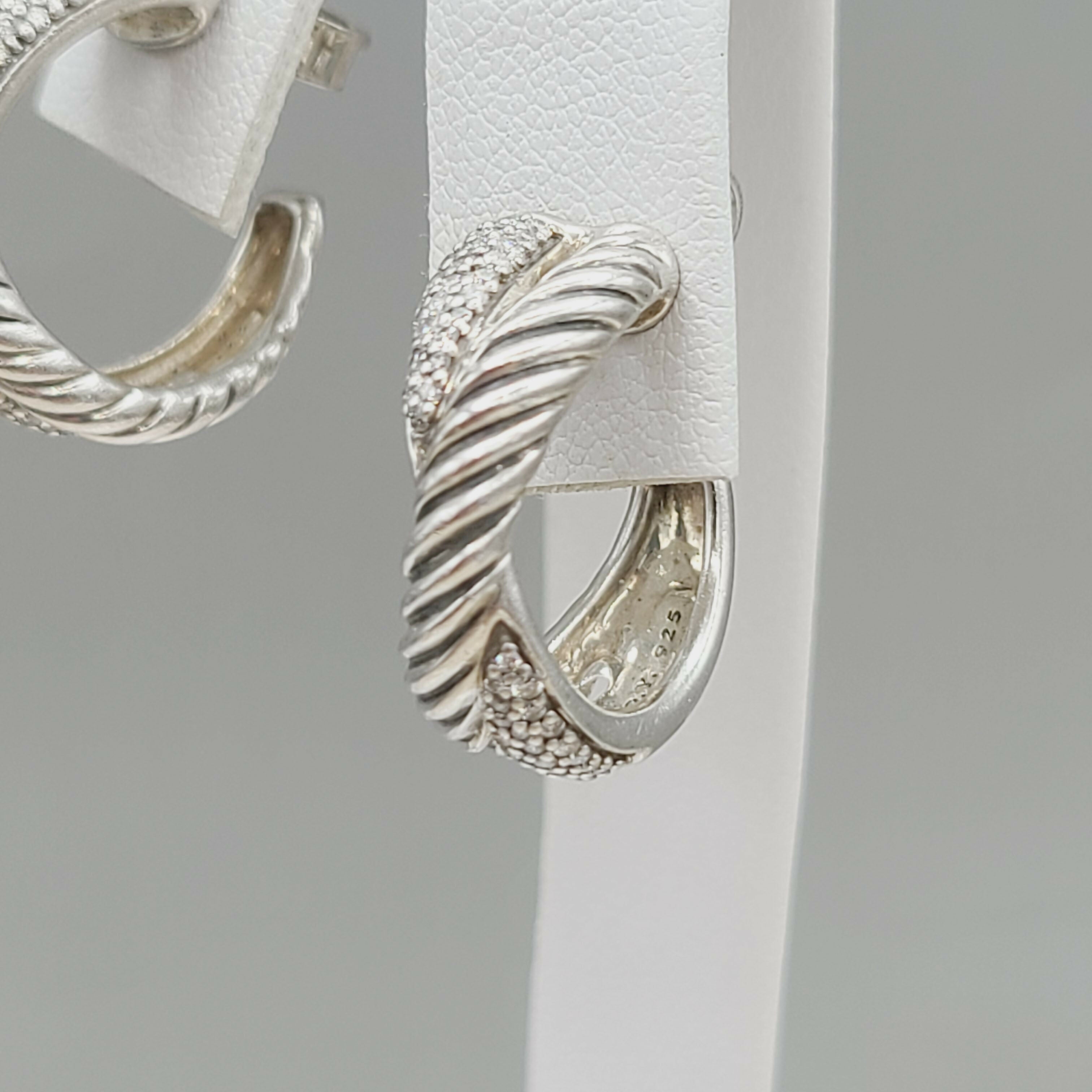 David Yurman Crossover Earrings Wide X Design with Diamonds、mySite、hinf8tx79