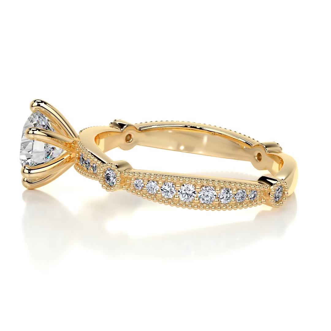 Stacy Moissanite & Diamond Ring -18K Yellow Gold、mySite、hinf8tx79