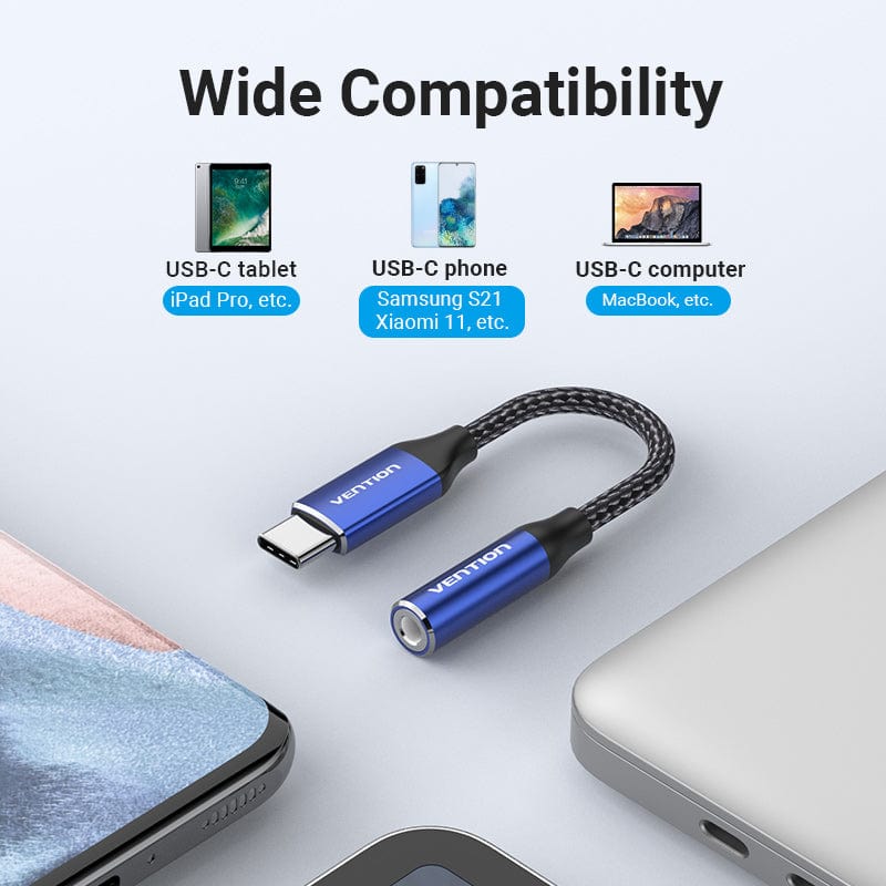 Cotton Braided USB-C Male to 3.5mm Female Audio Cable(DAC) 0.1M Blue Aluminum Alloy Type、mySite、fannypackpong