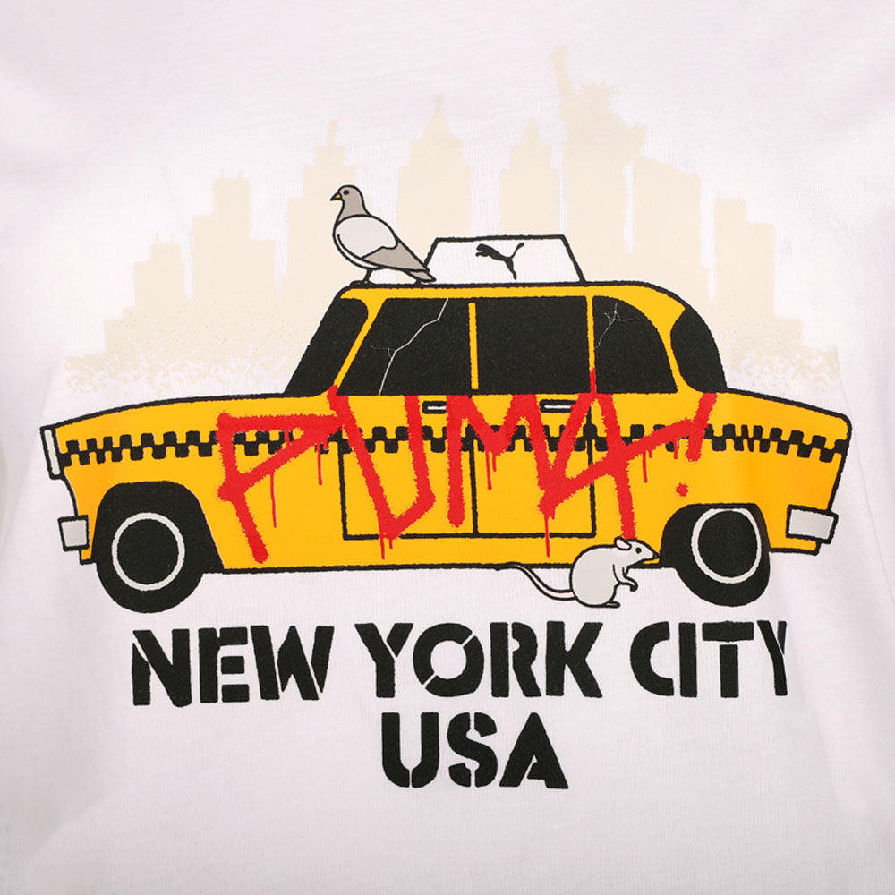 NYC Cartoon Cab Graphic Crew Neck Short Sleeve T-Shirt、mySite、gtrtttuynbv