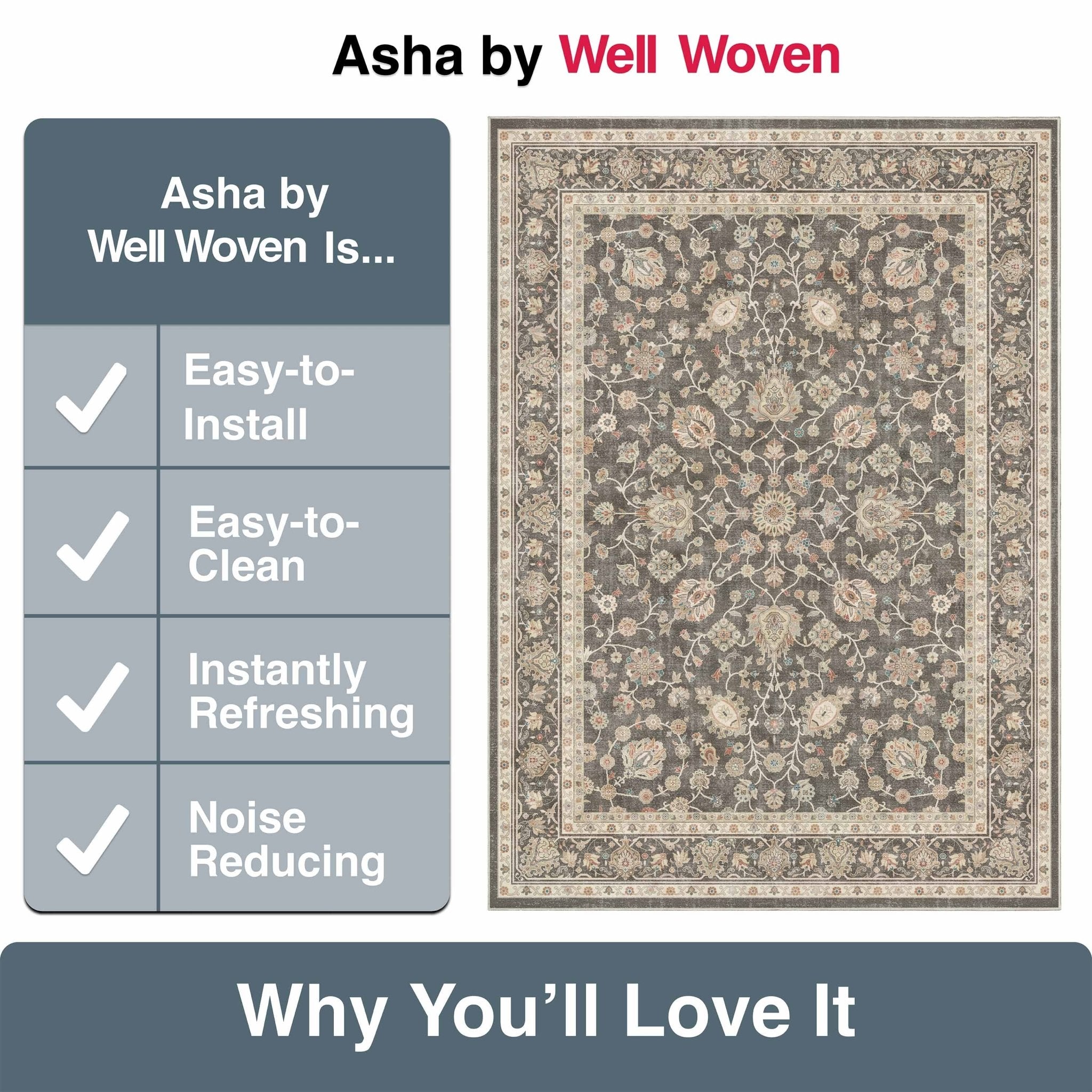 Rome Vintage Oriental Floral Flat-Weave Rug、mySite、gigharbornorthrealestate