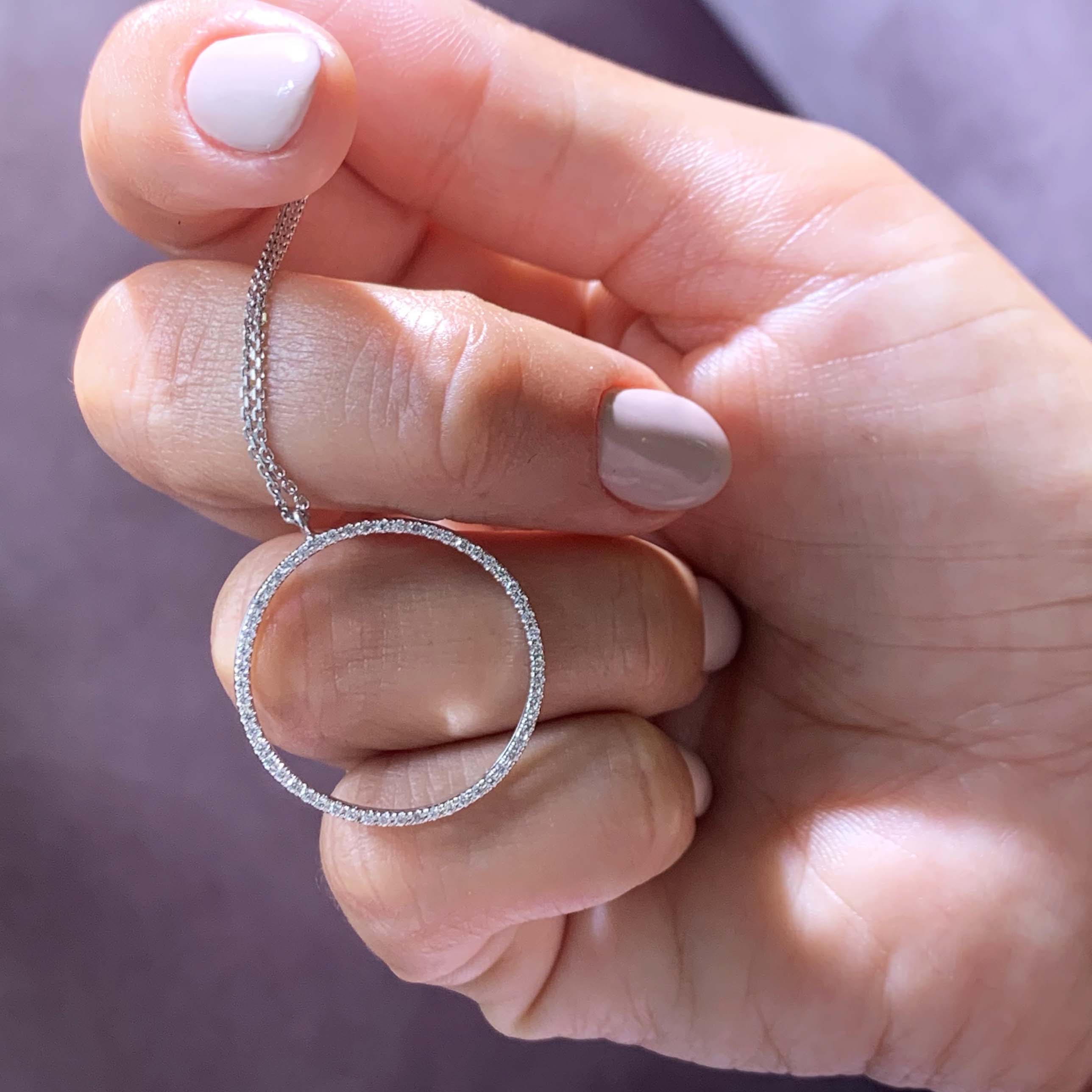 Cali Hoop Diamonds Pendant (0.3 Carat) -14K White Gold、mySite、hinf8tx79