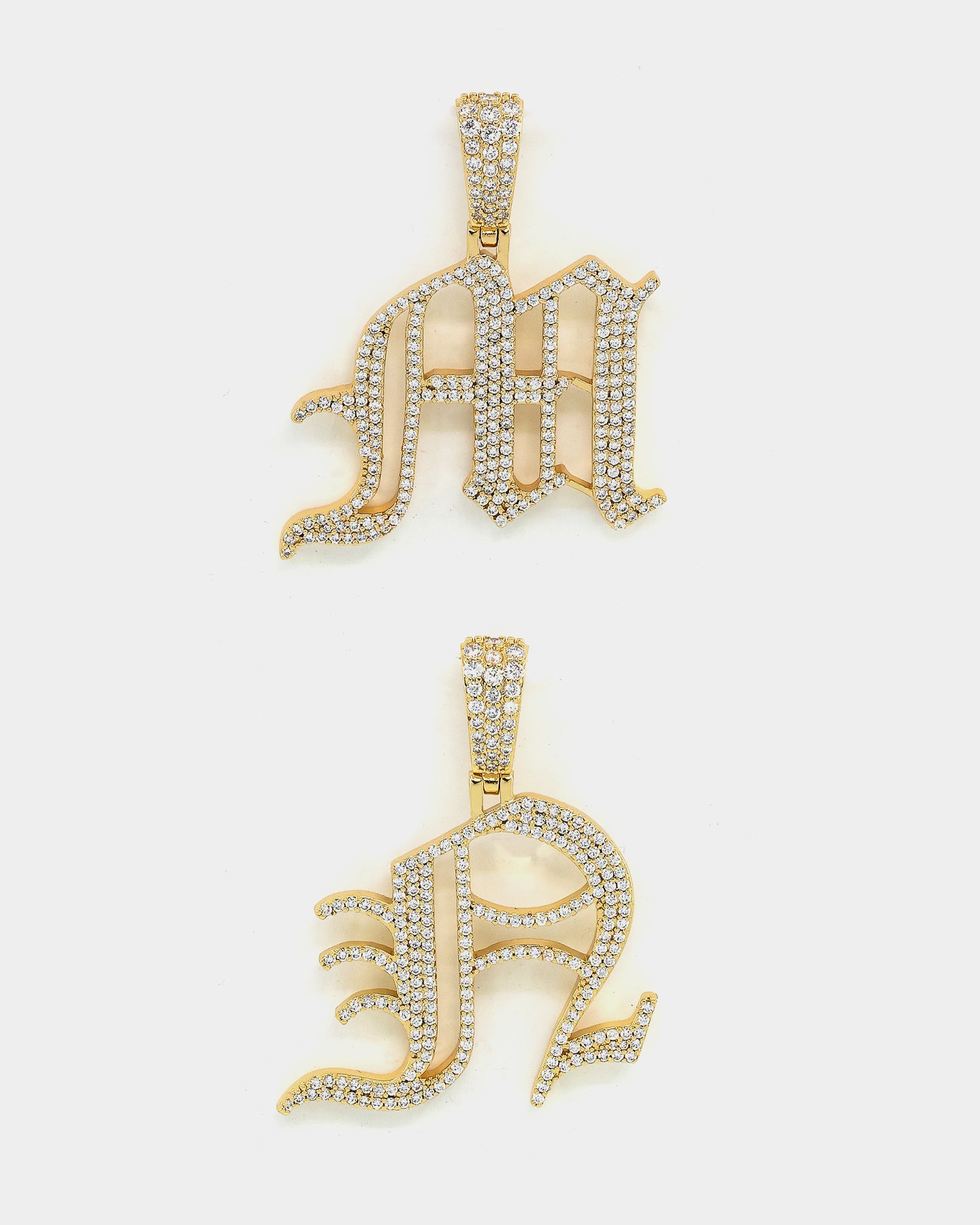 Saint Morta Gothic Iced Letter Pendant Iced Gold、mySite、zt4zffjzw