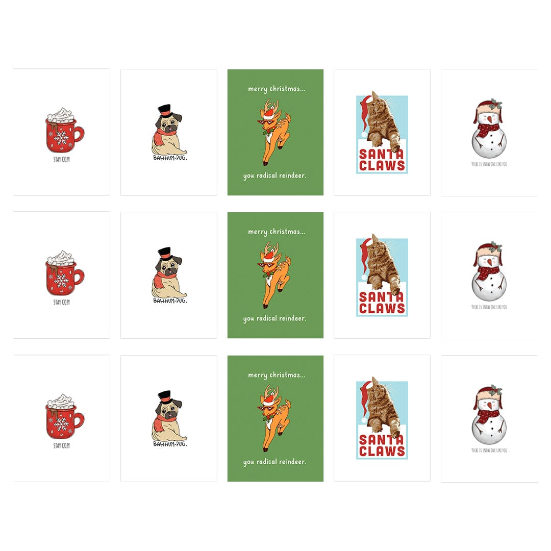  Punny Christmas Cards 15 Pack (3x of each design)、mySite、ghnorth