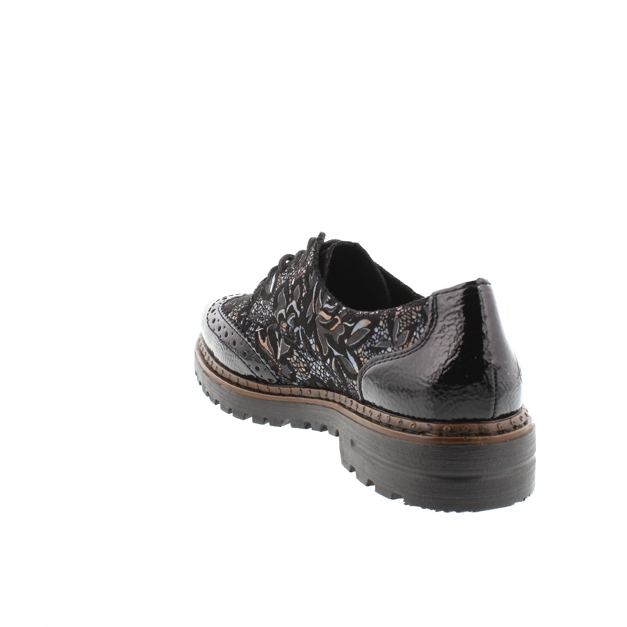  Rieker Women's Ulla Brogue Loafers - Black/Schwarz-Metallic、mySite、preschool7hills