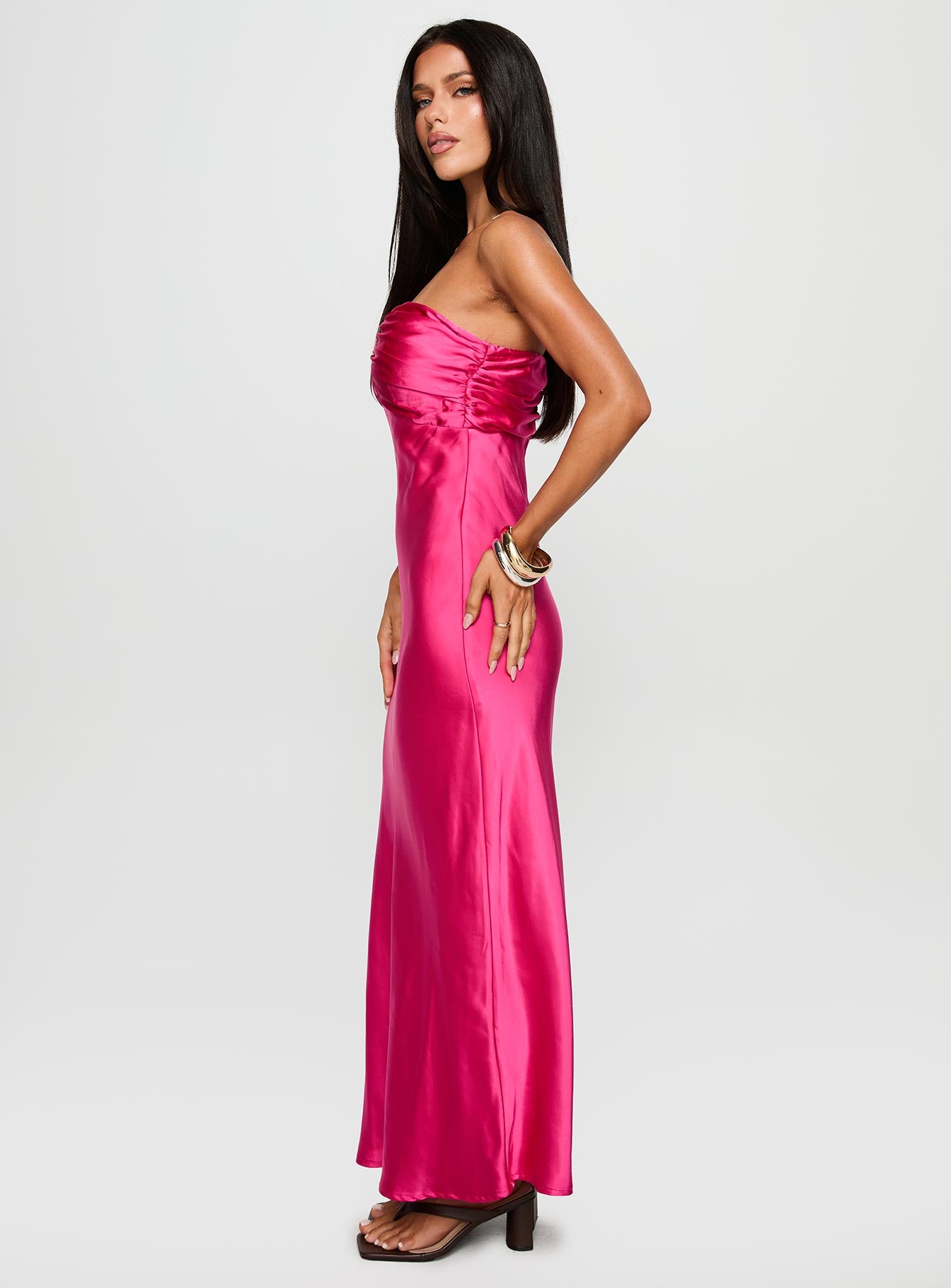 Cyprian Strapless Maxi Dress Hot Pink、mySite、solidvoid