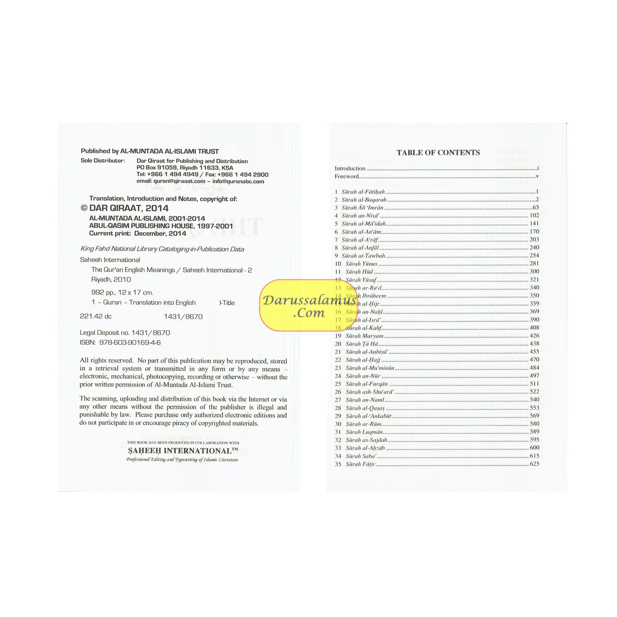 The Quran Arabic Text With Corresponding English Meanings (Small Size) By Saheeh International、mySite、topwebapps