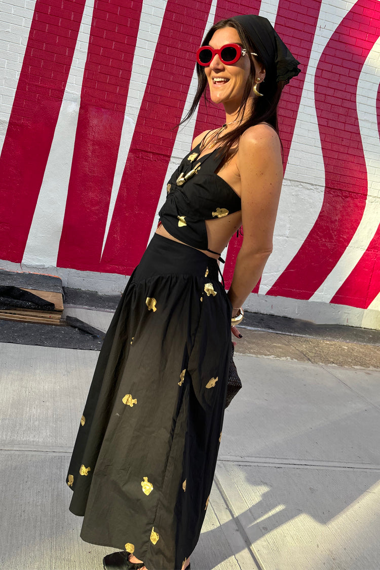 Black Marra Skirt With Gold Fish Fleck、mySite、solidvoid