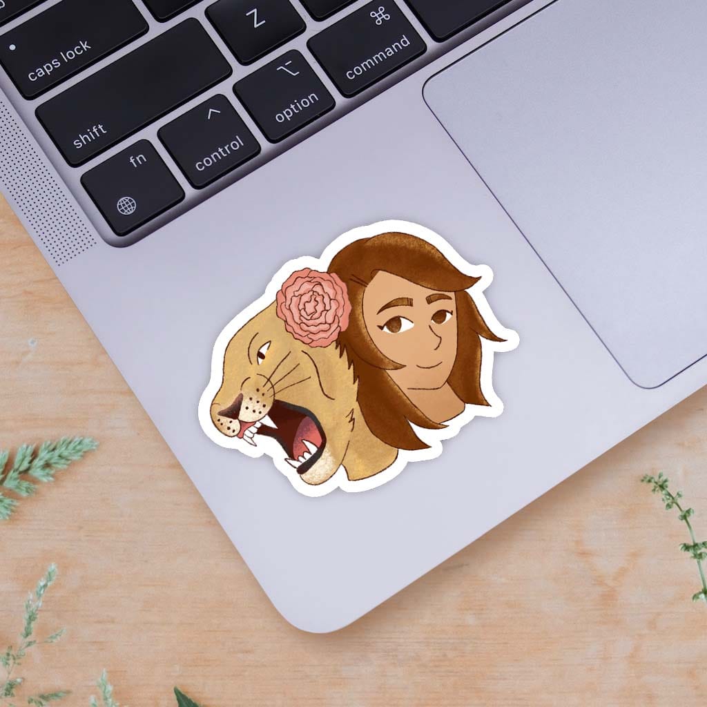 Hear Us Roar - Girl And Lion Sticker、mySite、ghnorth