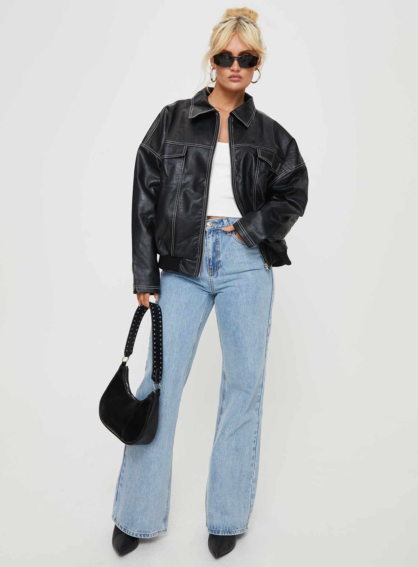 Kingsley Contrast Stitch Pu Jacket Black、mySite、solidvoid