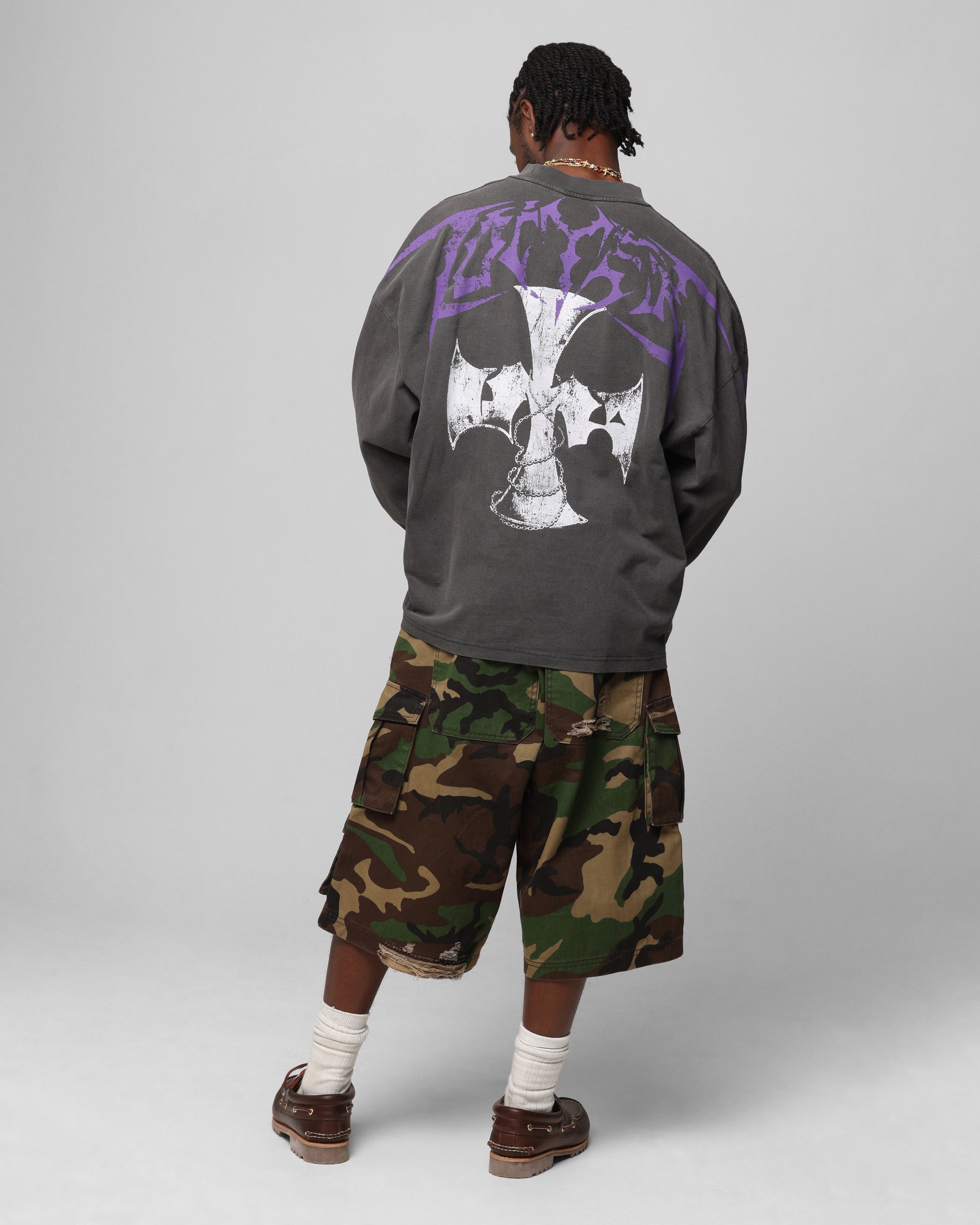 Loiter Angel Number Long Sleeve T-Shirt Charcoal、mySite、zt4zffjzw