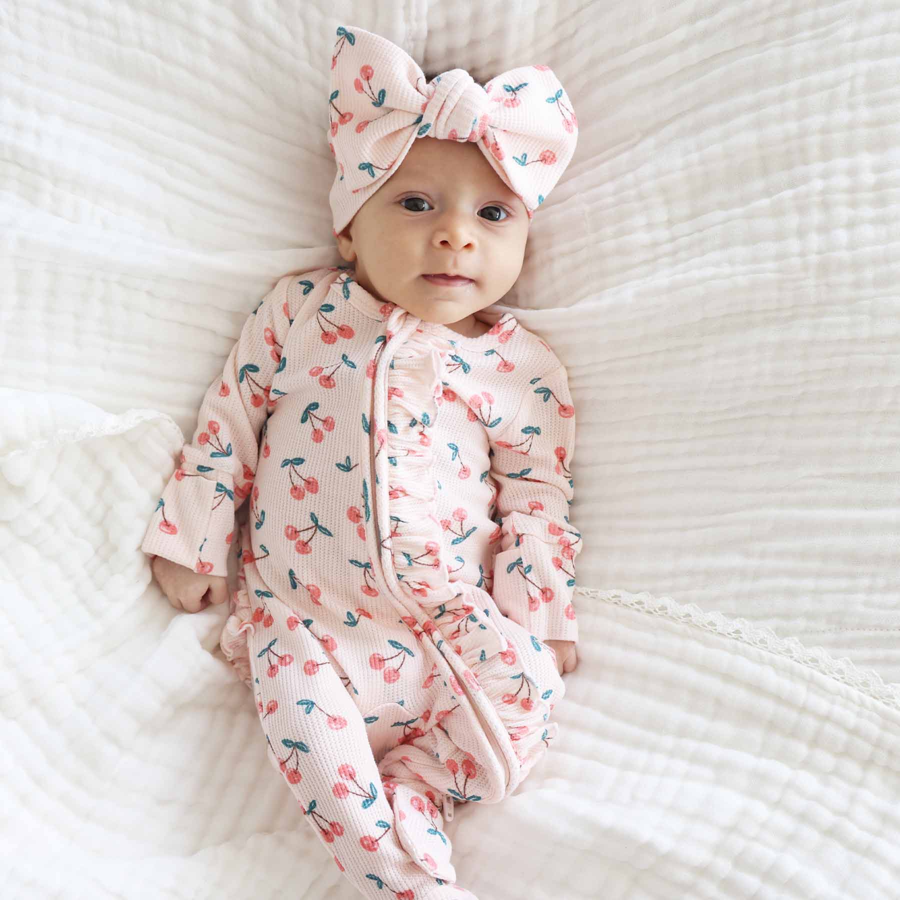  Cherry On Top Bamboo Waffle Knit Large Bow Headwrap、mySite、layawaytickets