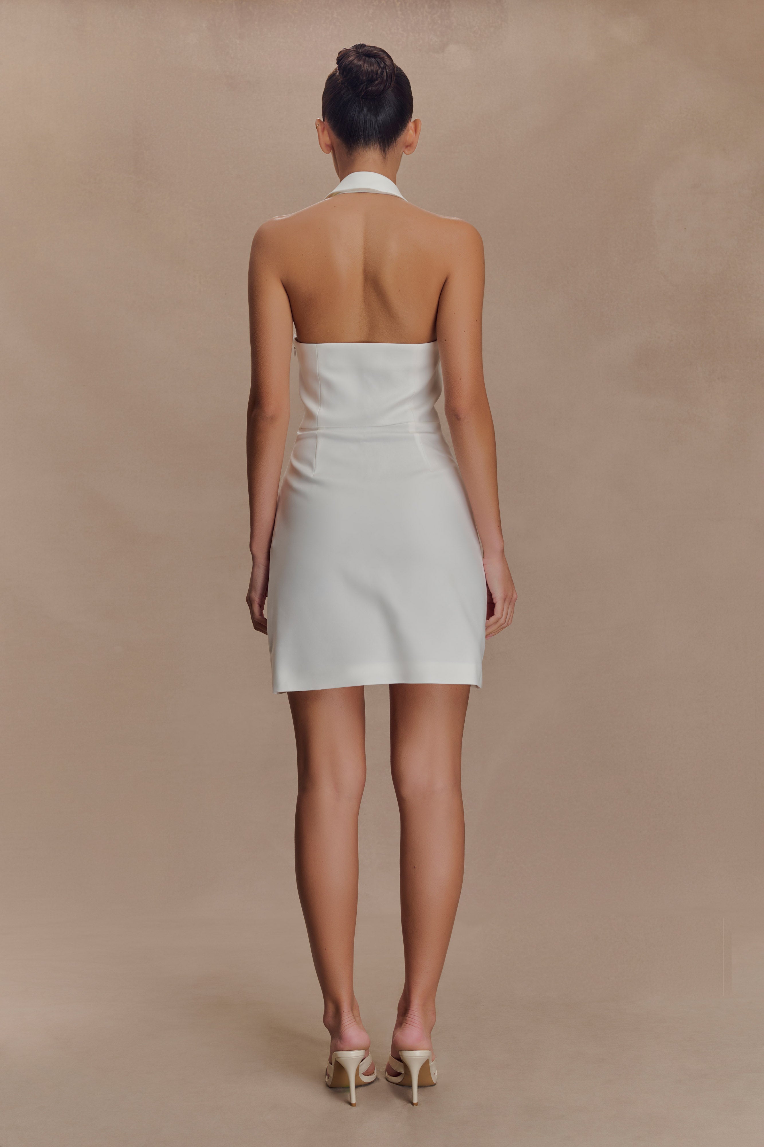 Ruth Cotton Halter Mini Dress - Ivory、mySite、solidvoid