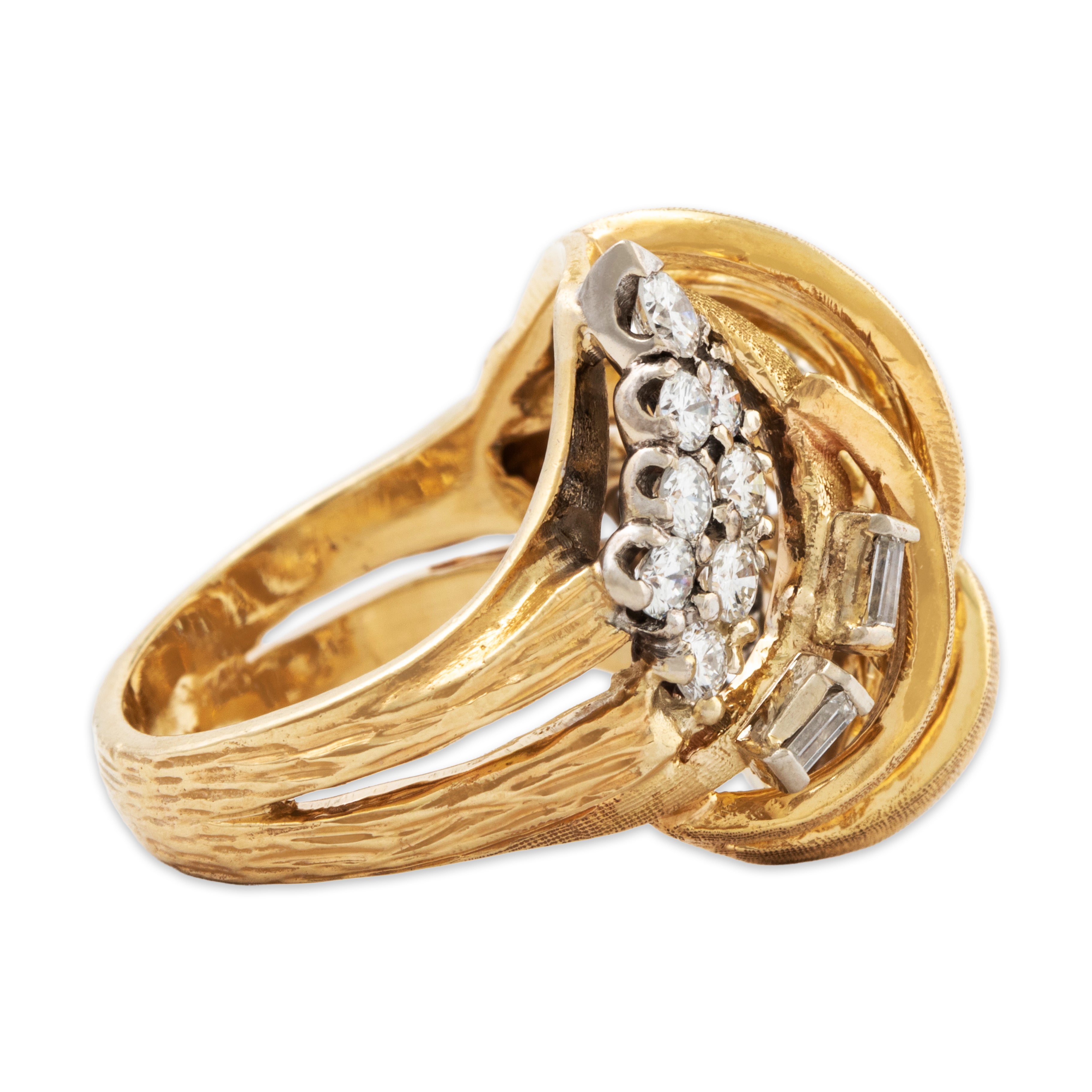 Vintage Heavy 14k Yellow Gold 1.02cttw Diamond Sparkling Drama Ring 4.75、mySite、hinf8tx79