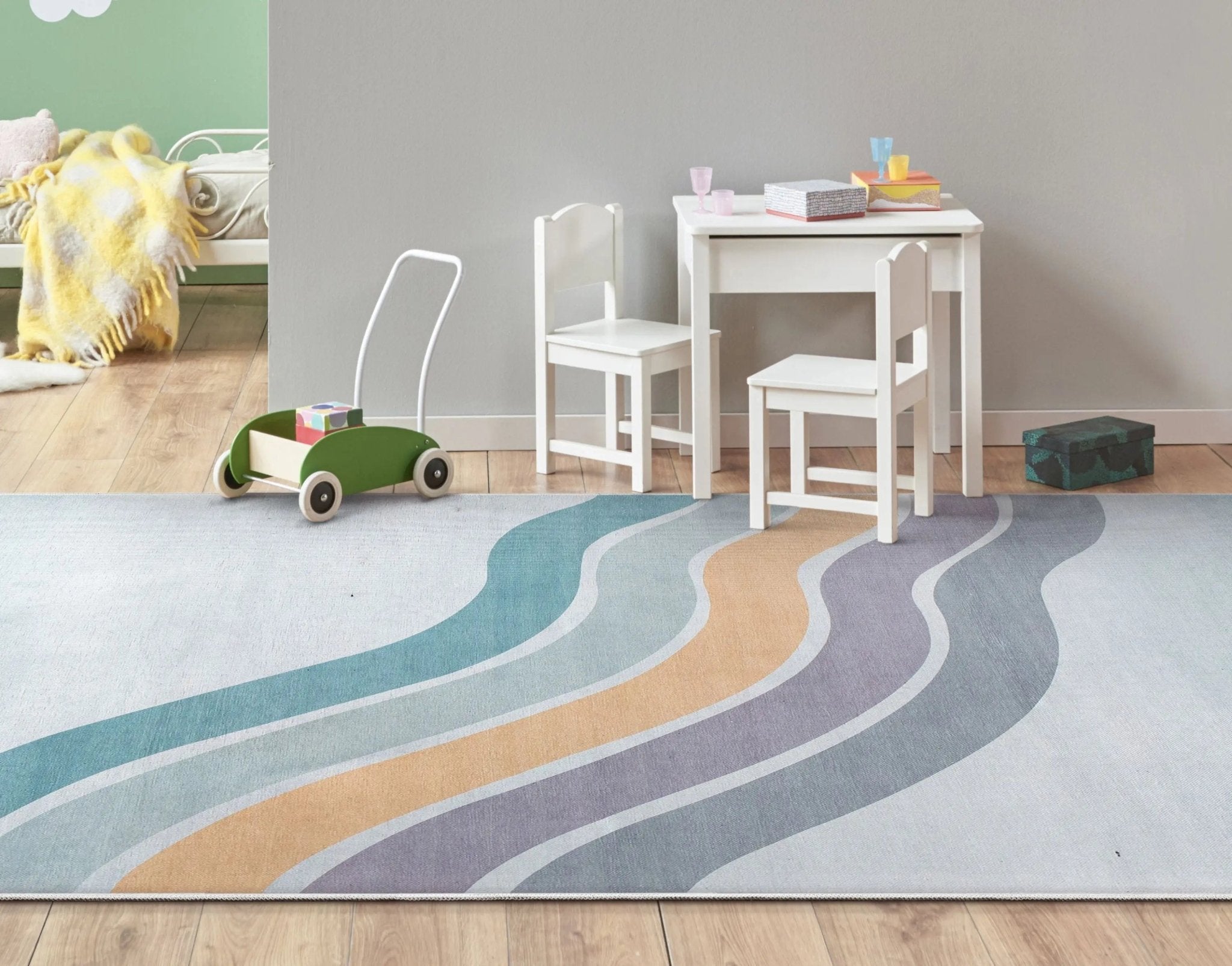 Curved Rainbow Modern Multi Color Purple Area Flat-Weave Rug、mySite、gigharbornorthrealestate