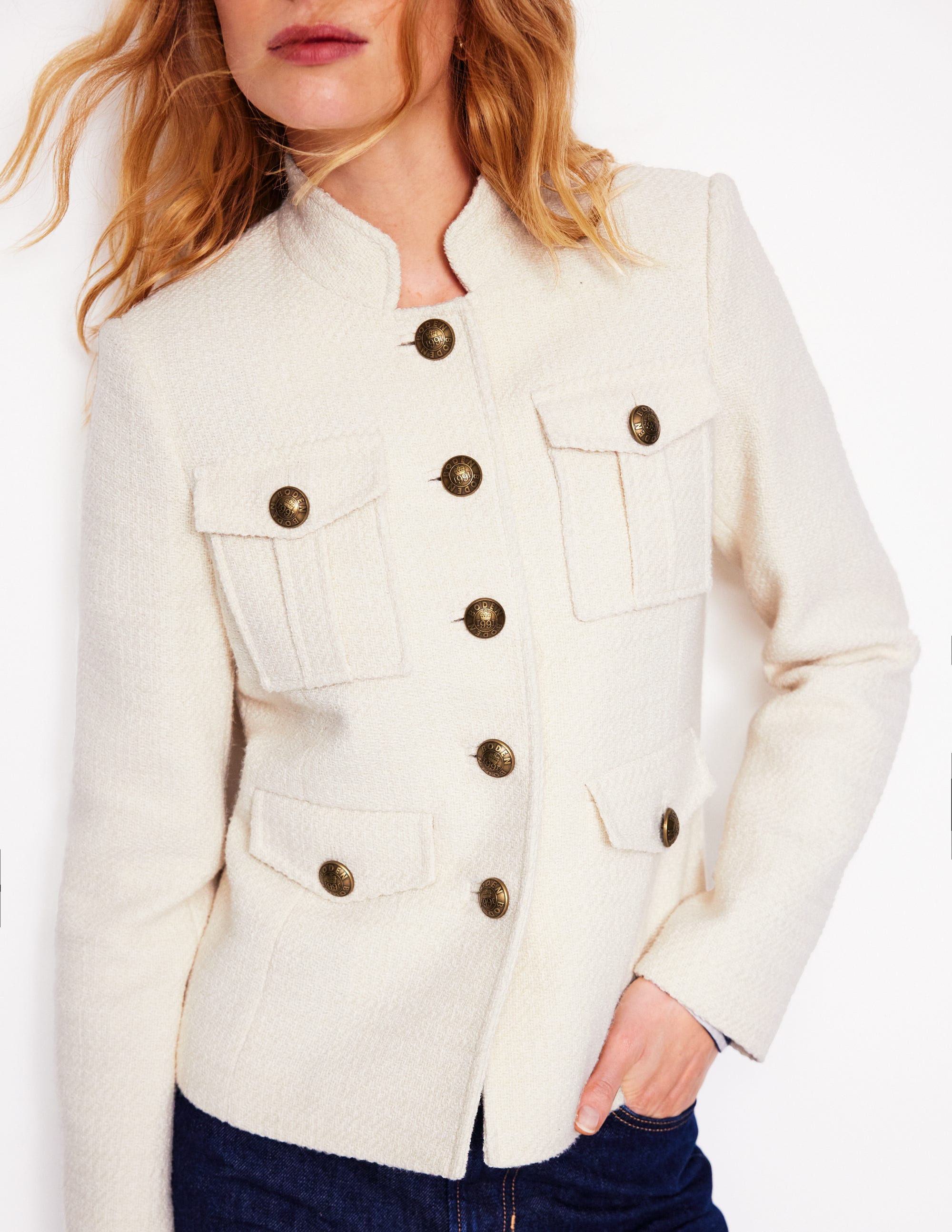  Textured Button Jacket-Ivory、mySite、ashleygrahame
