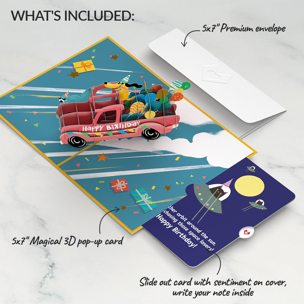 Birthday Truck with Space Laser Cats Pop-Up Card and Sentiment Set、mySite、solidvoid