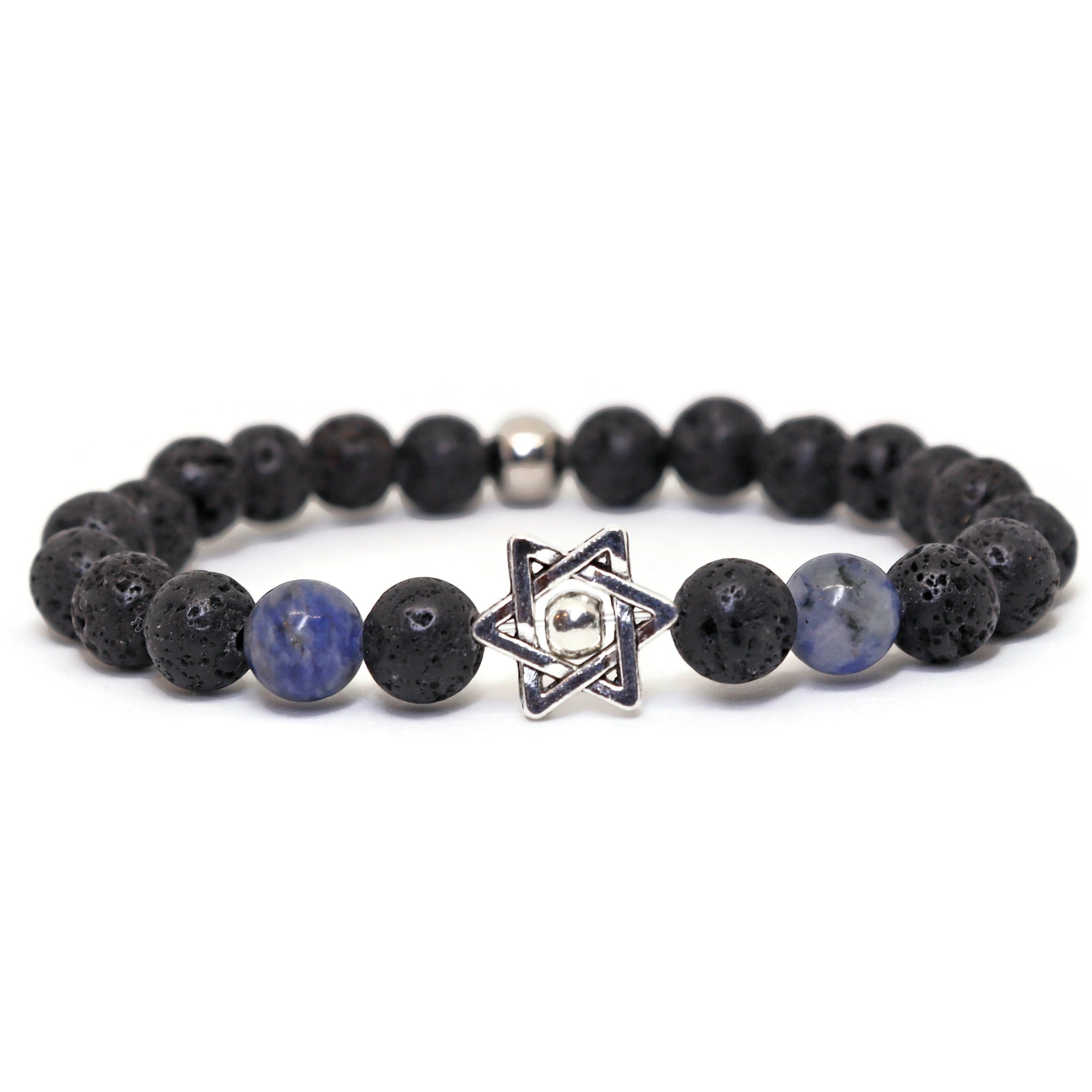 Lava Stone and Blue Spot Jasper Star Bracelet - 7 or 8、mySite、topwebapps