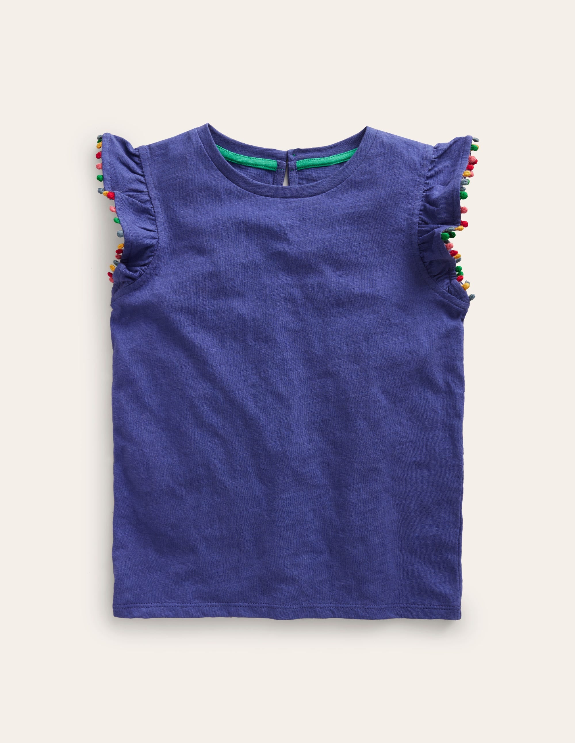  Pom Trim T-Shirt-Soft Starboard、mySite、ashleygrahame