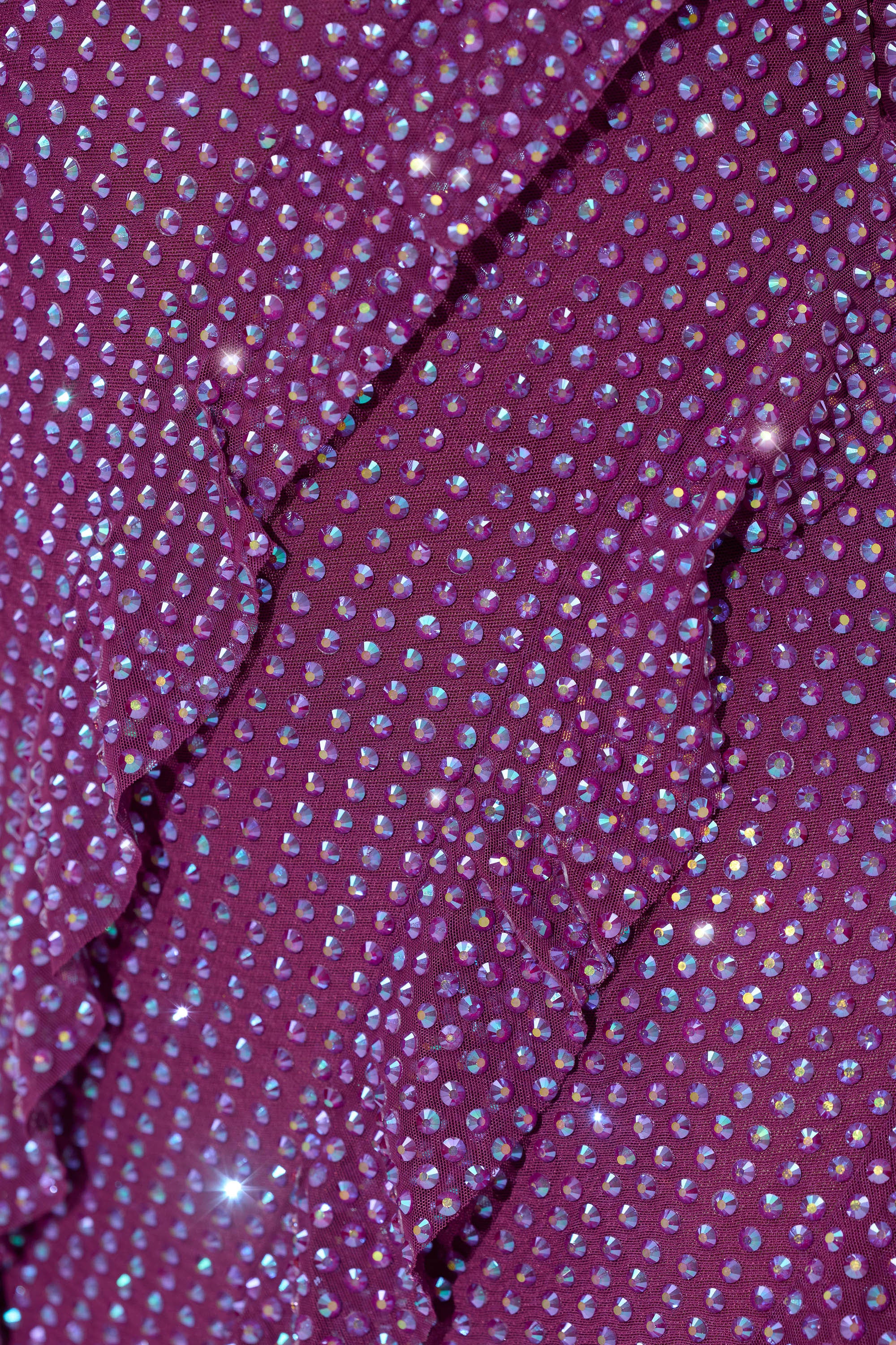 Embellished Ruffle Mini Dress in Plum、mySite、solidvoid