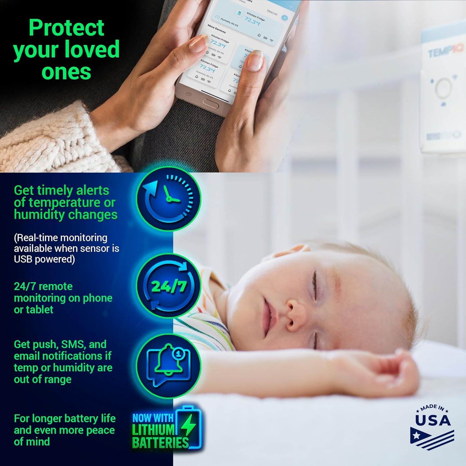 SafeSense TempIQ Temperature & Humidity Sensor、mySite、noshort