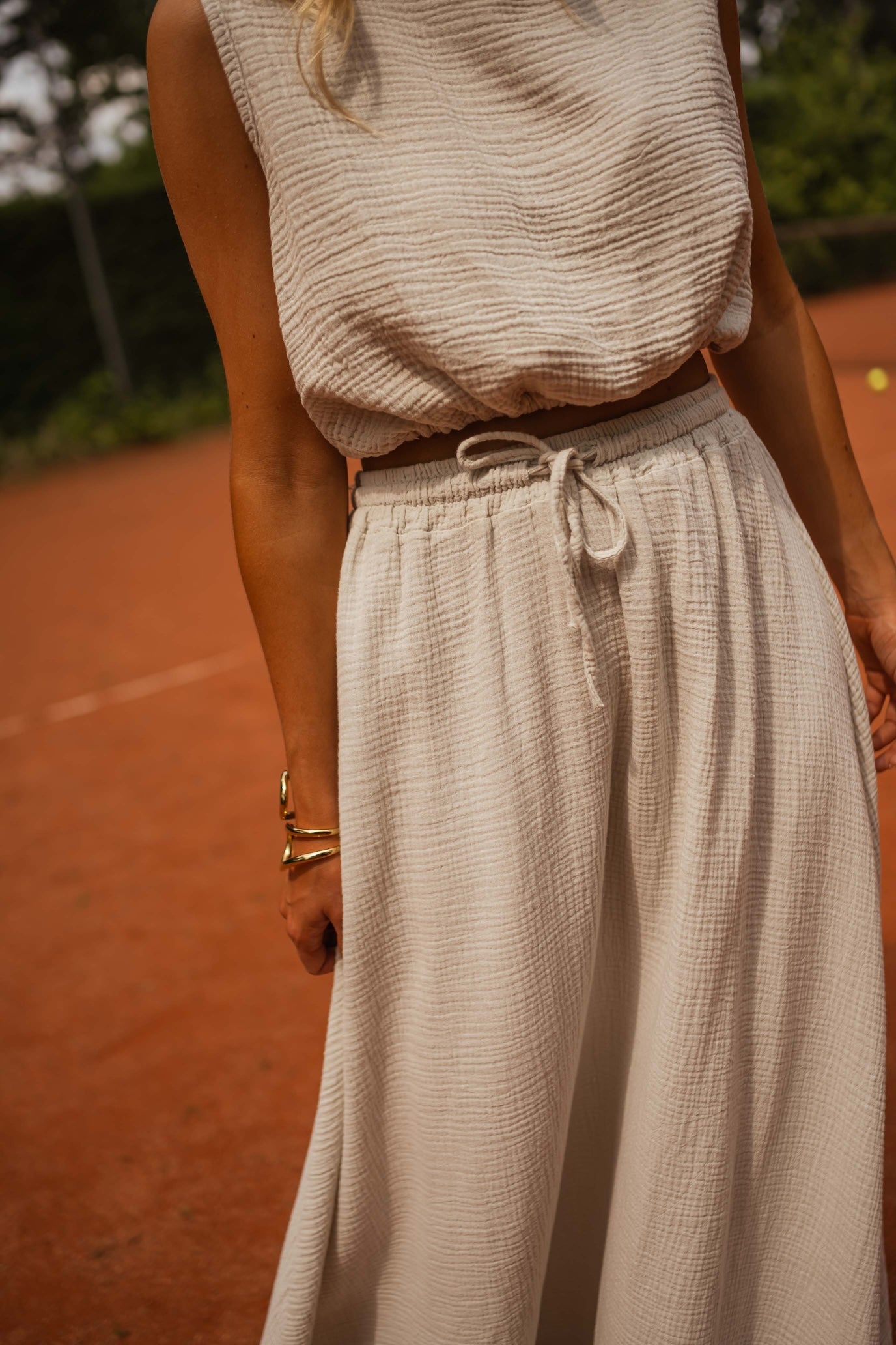 White pleated skirt