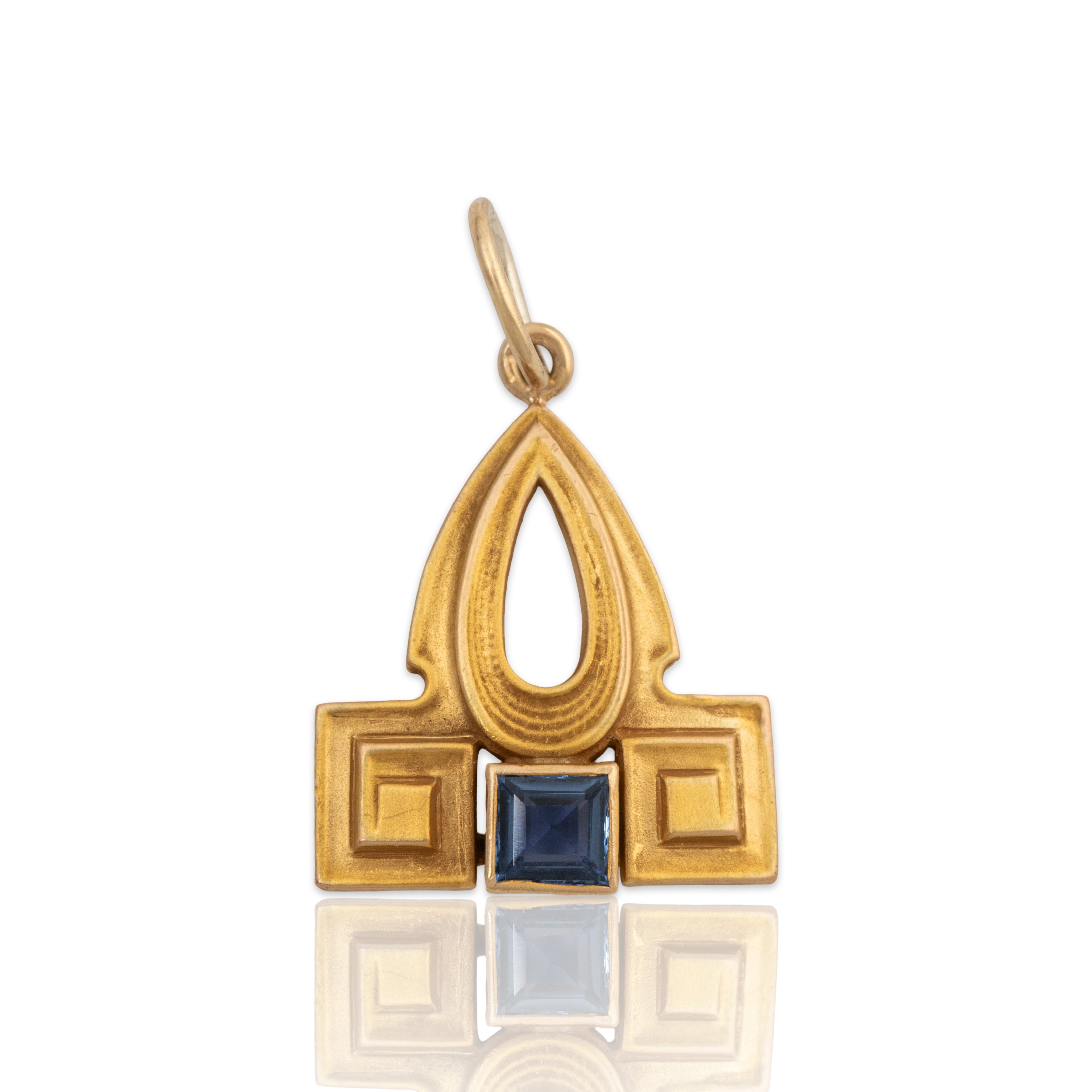 Antique Nouveau H. Blank & Co. 14k Yellow Gold Synthetic Sapphire Regal Charm、mySite、hinf8tx79