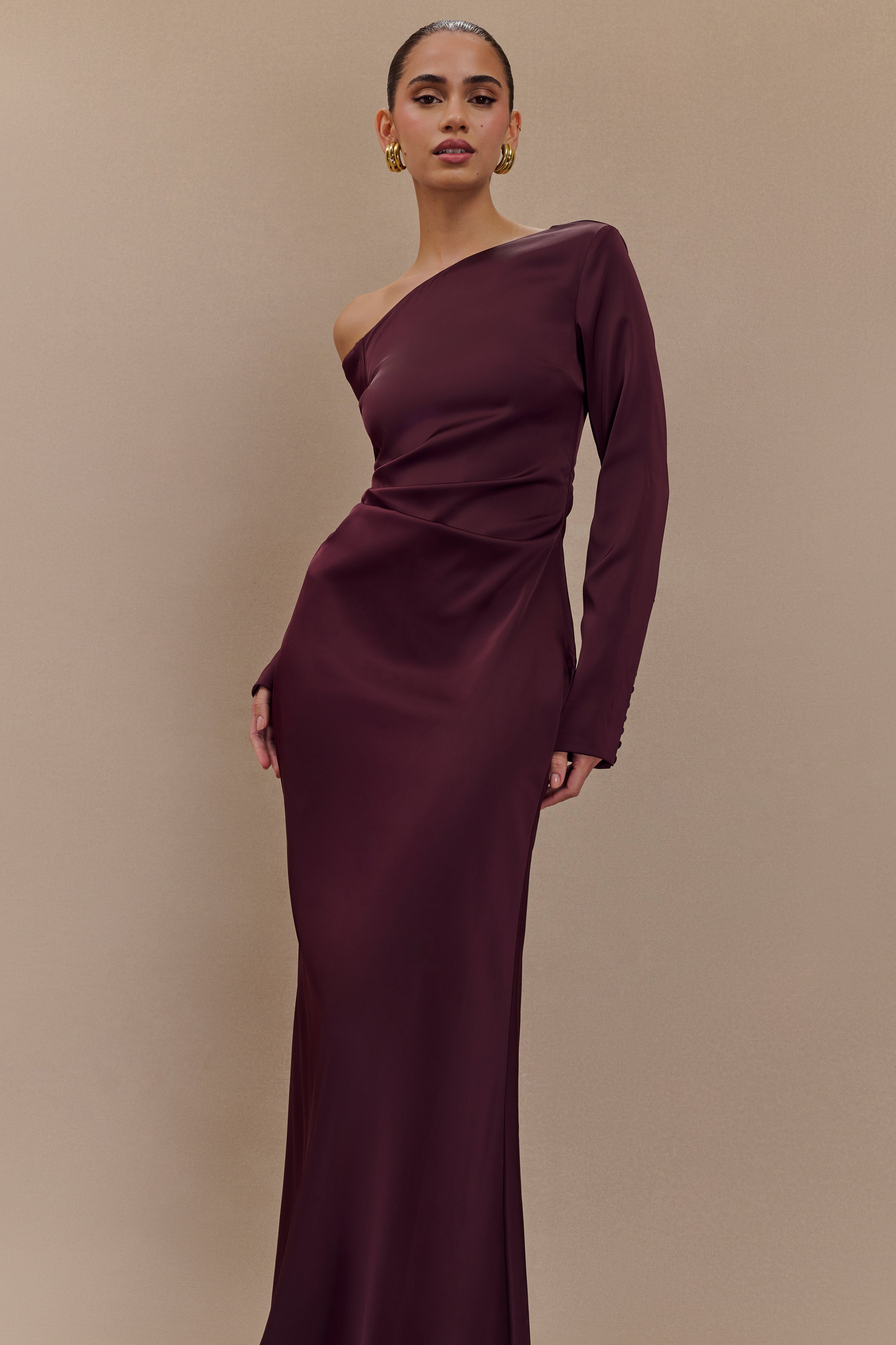 Avery Long Sleeve Maxi Dress - Plum、mySite、solidvoid