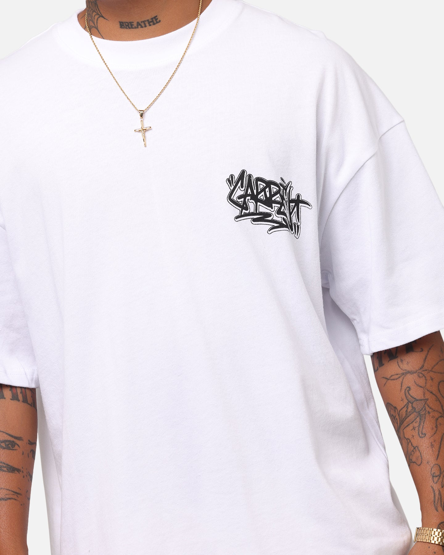 Carre Tagged Drop Shoulder T-Shirt White、mySite、zt4zffjzw