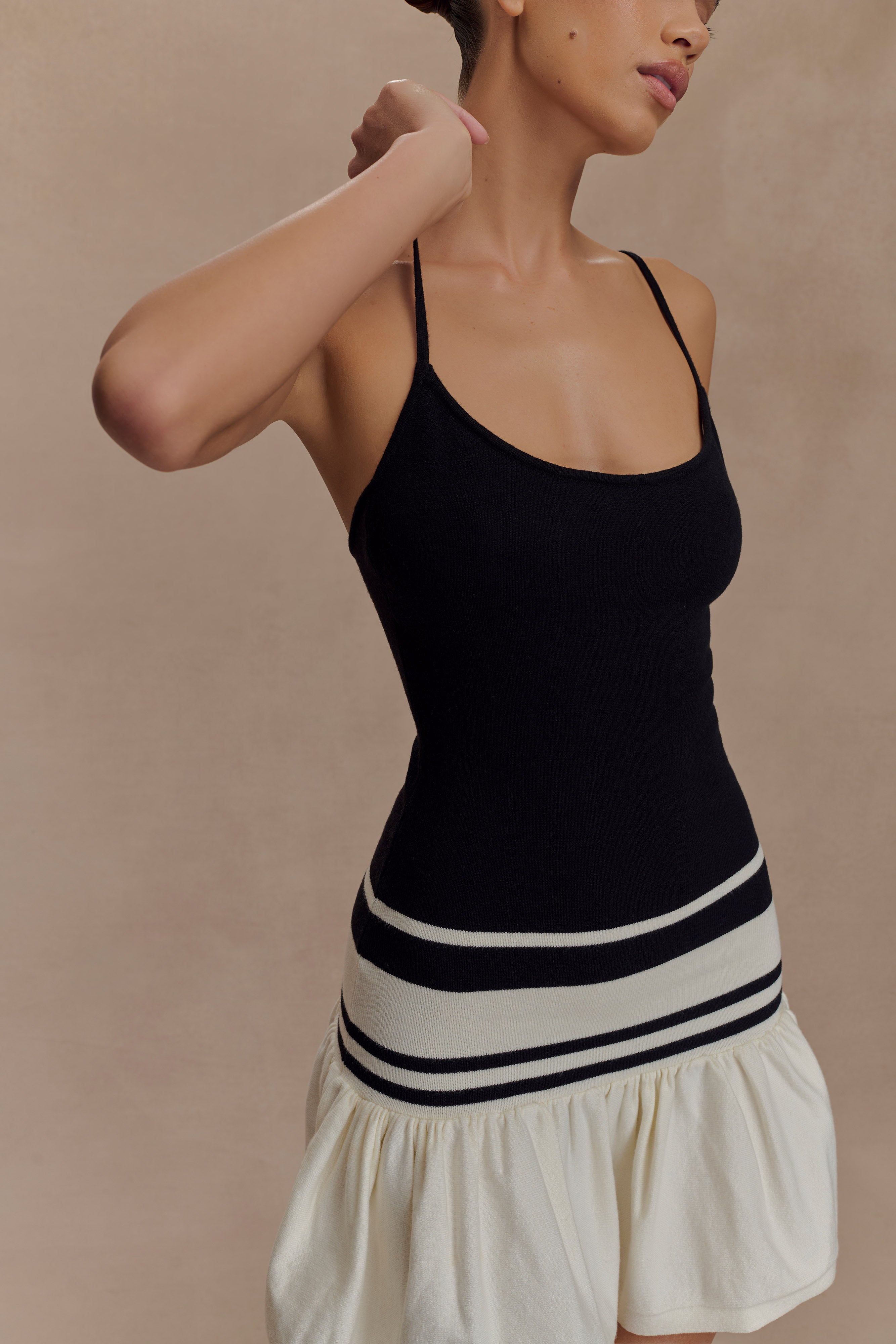 Ellison Contrast Knit Mini Dress - Black/White、mySite、solidvoid