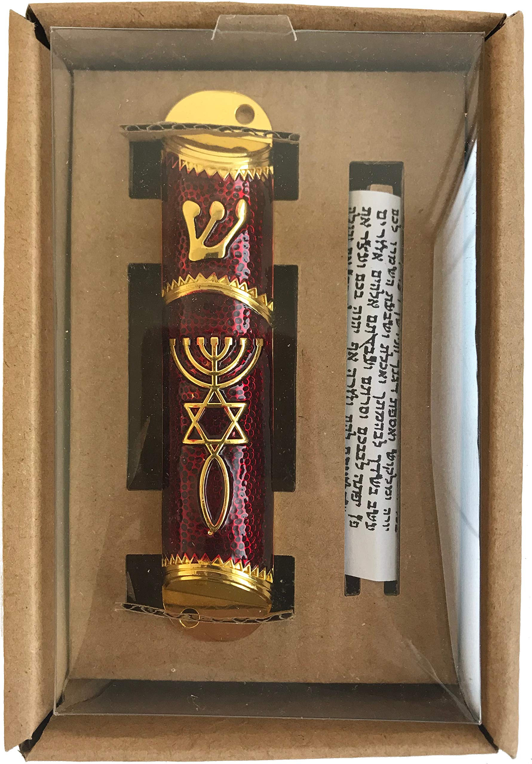 Holy Land Market Messianic Seal Mezuzah case - 4.1 Inch with Scroll Included、mySite、topwebapps