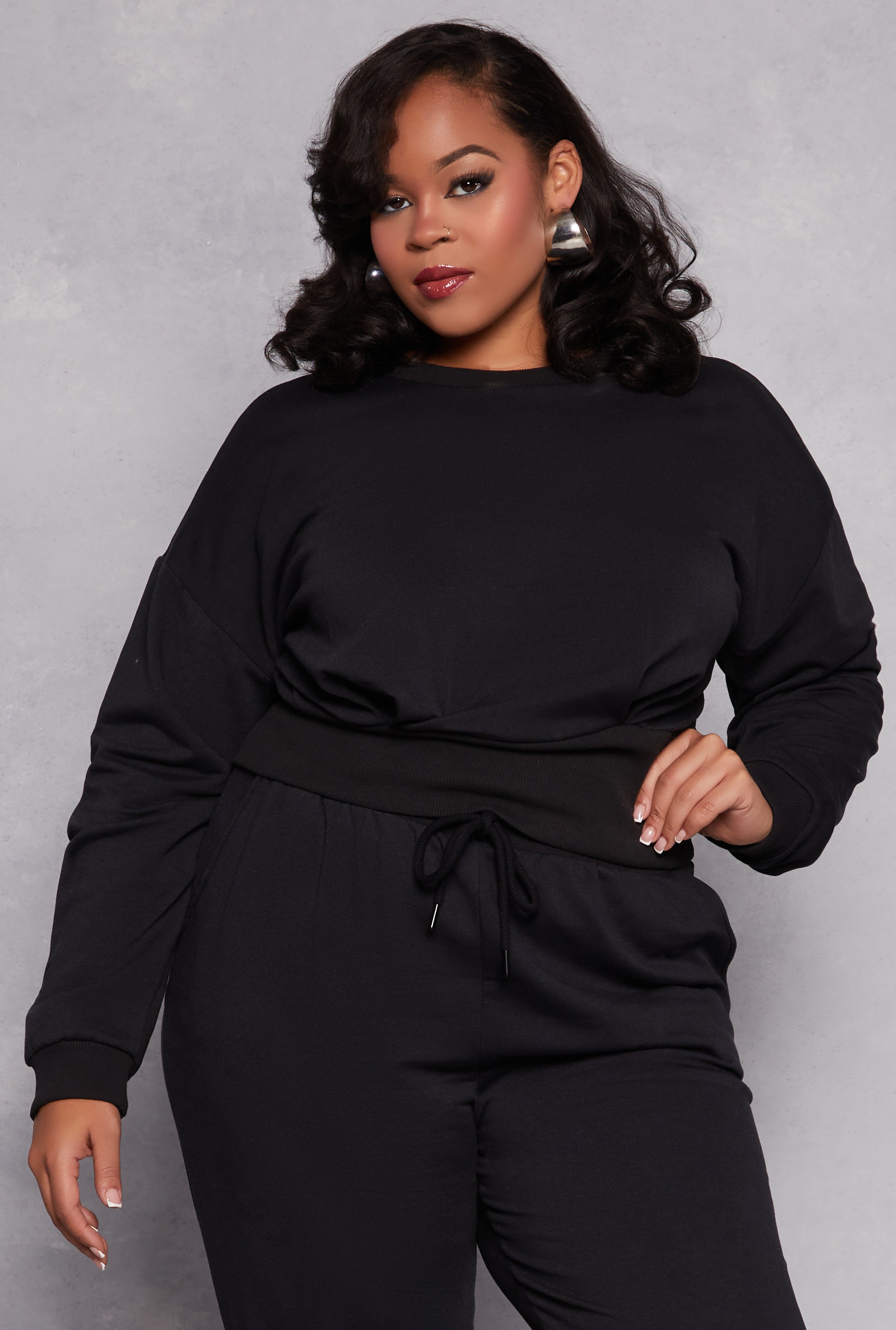 Plus Size Fleece Pullover Sweatshirt、mySite、camillekostekn