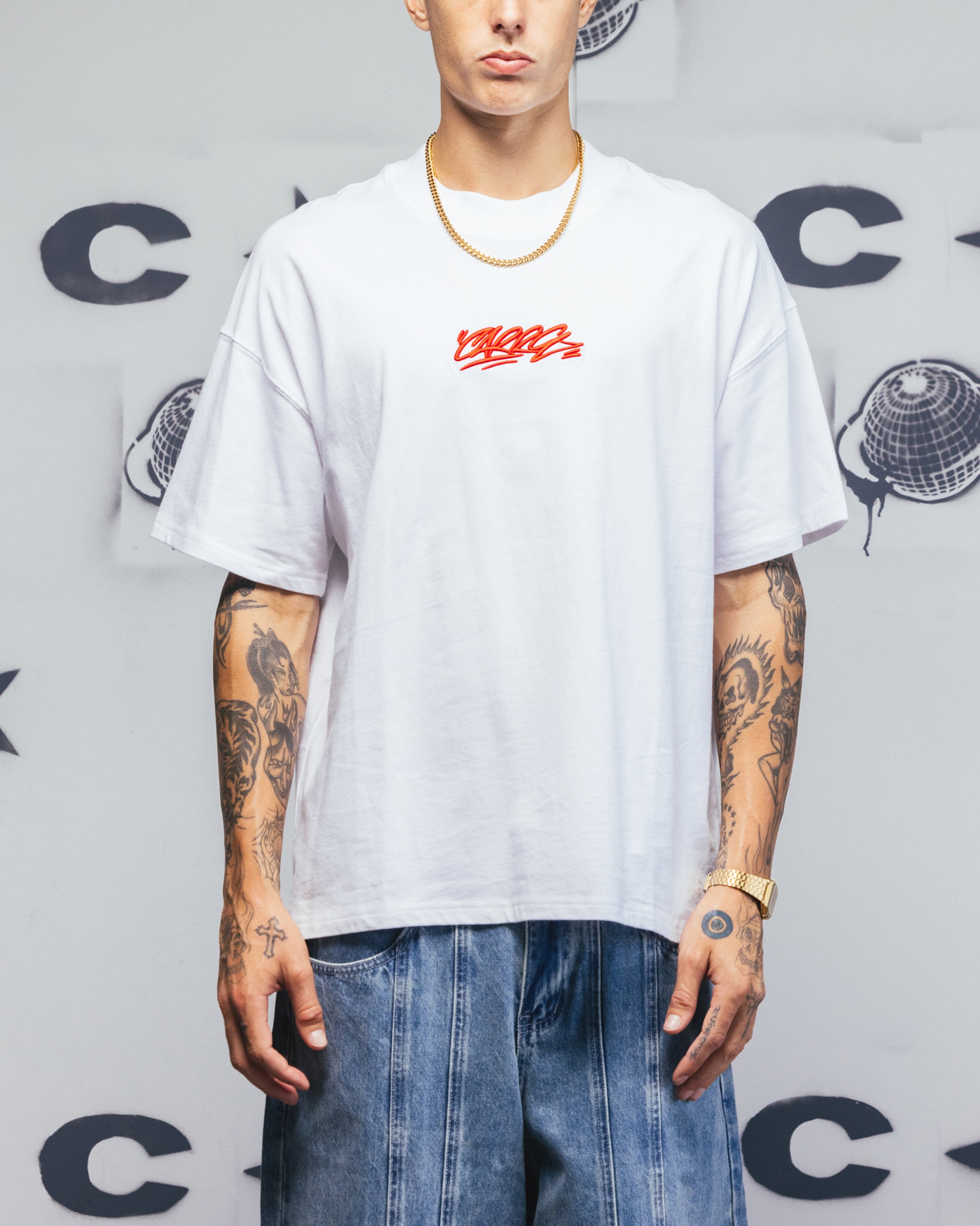 Carre Embroidered Graffiti T-Shirt White、mySite、zt4zffjzw