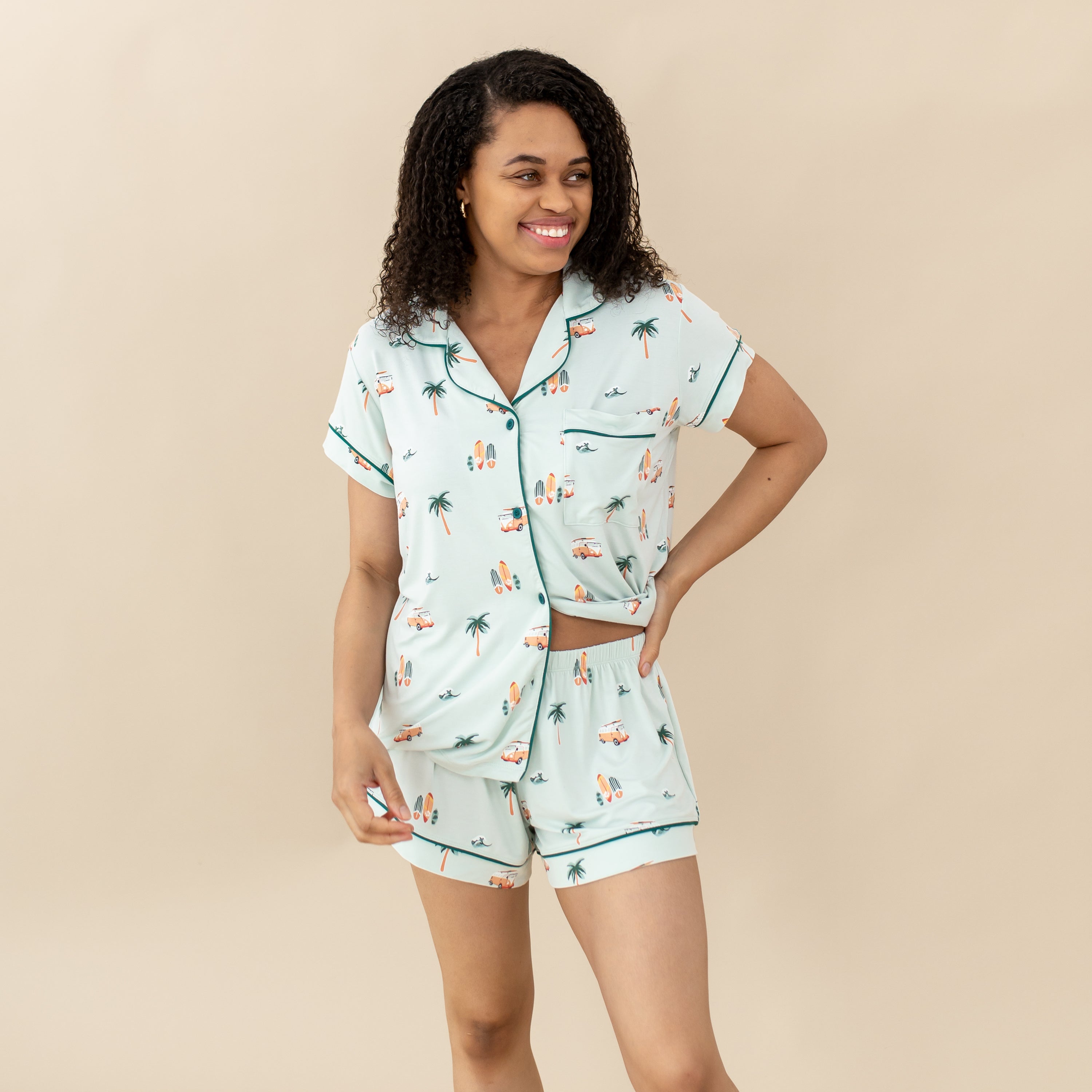  Women's Short Sleeve Pajama Set in Dew Surf、mySite、layawaytickets