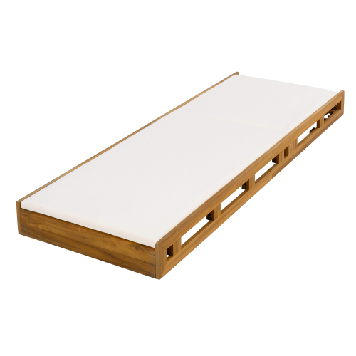 LOUNGE CHAISE SET, ACACIA WOOD WITH WATER-RESISTANT LOUNGE CUSHIONS (CREAM & 4 INCH THICK) - MATCHING DARK GREY VERSION AVAILABLE、、eastwooduniform