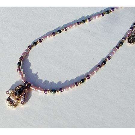 Michal Golan Abalone and Amethyst Hamsa Necklace、mySite、topwebapps