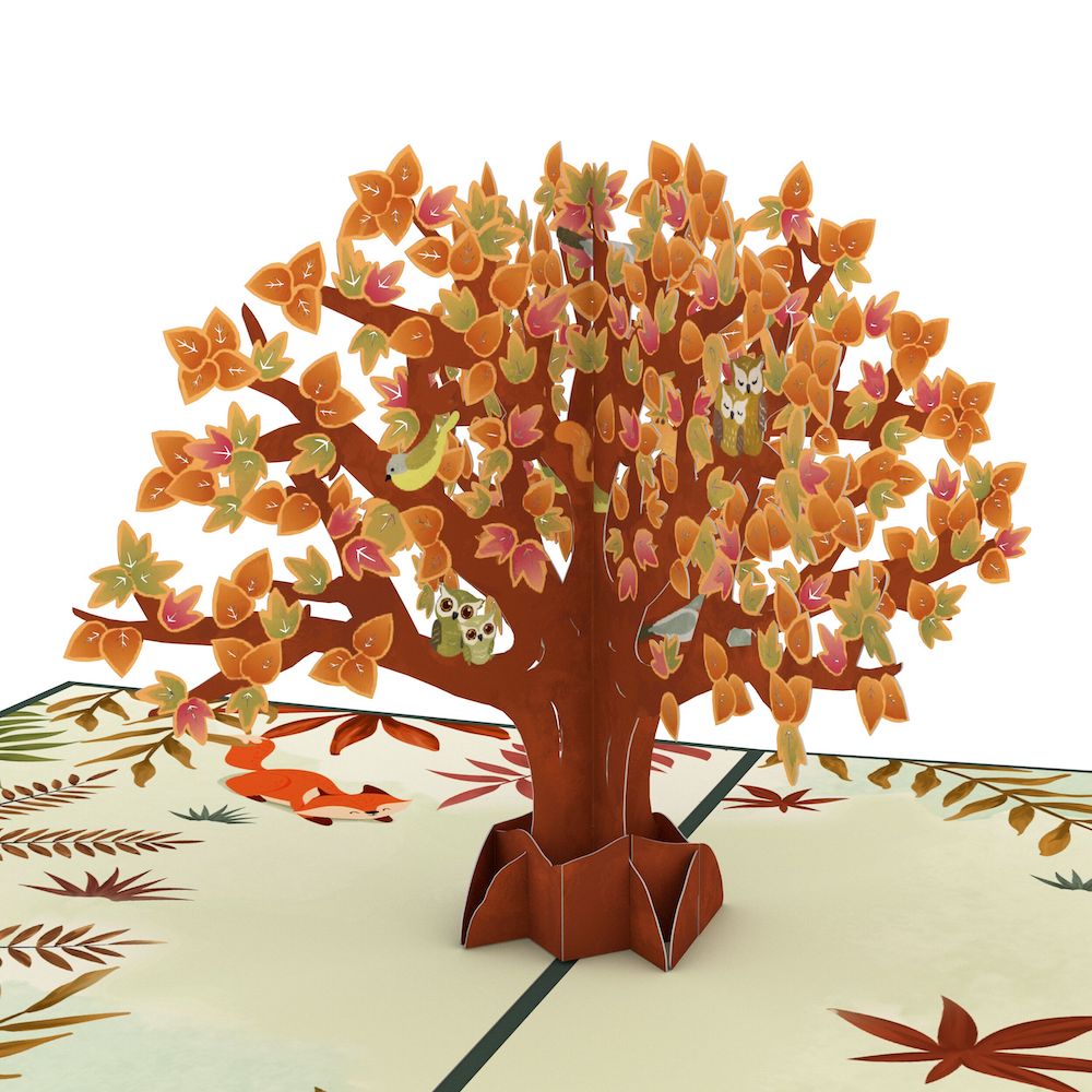Fall Woodland Animal Tree Pop-Up Card、mySite、solidvoid