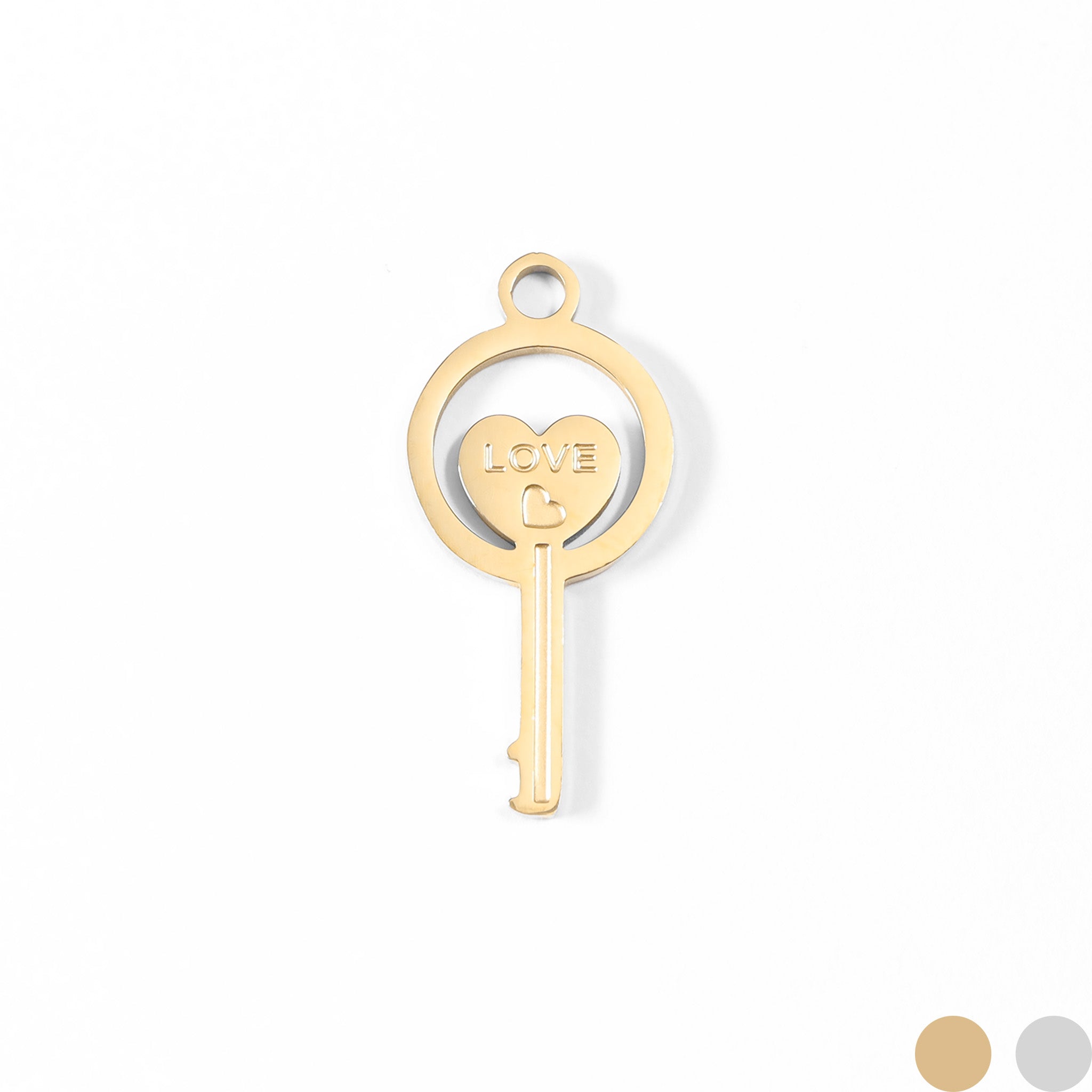 18K Gold PVD Stainless Steel Circle Key Charm / PDL0045、mySite、dreamappss