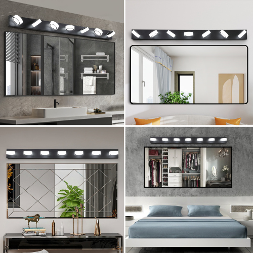 52" Modern 7-Light LED Vanity Light Fixture - Chrome Finish with Acrylic Light Shades - Energy-Efficient Bathroom Wall Sconce - Dimmable for Mirror, Shower, and Bathroom Decor、、eastwooduniform